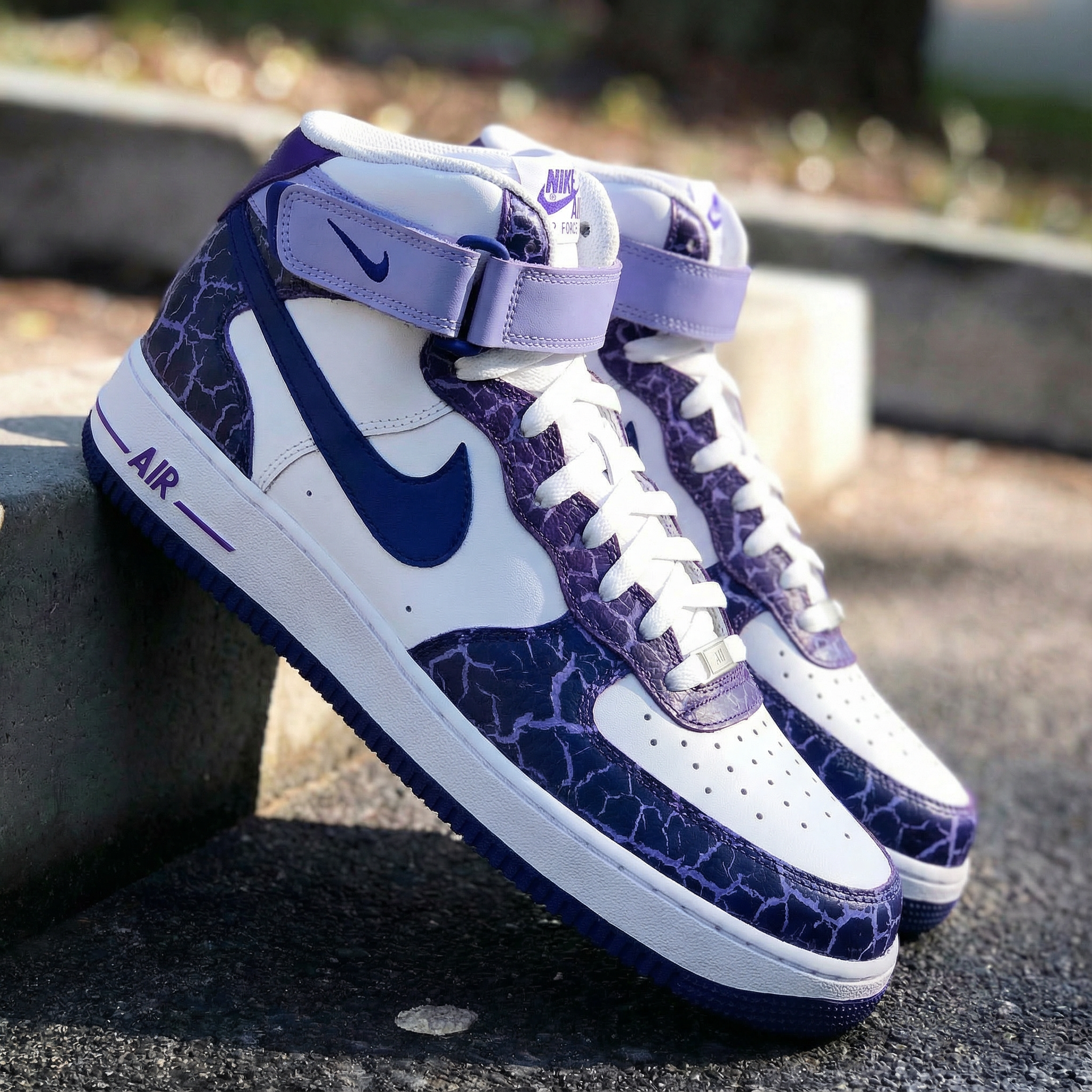 Purple Blue Crackle Custom Air Force 1-shecustomize