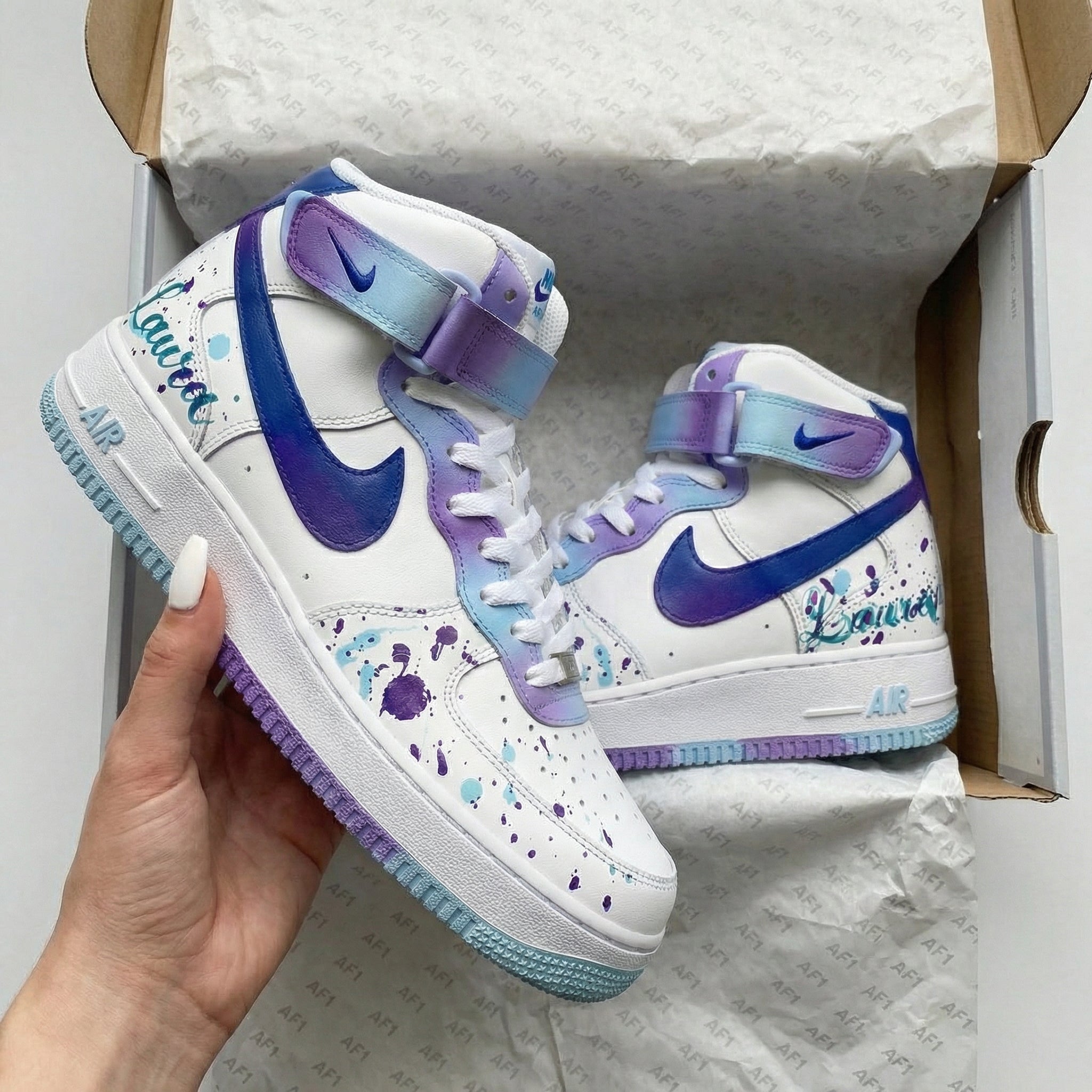 Purple Blue Splatter Custom Air Force 1-shecustomize
