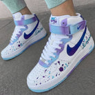 Purple Blue Splatter Custom Air Force 1-shecustomize