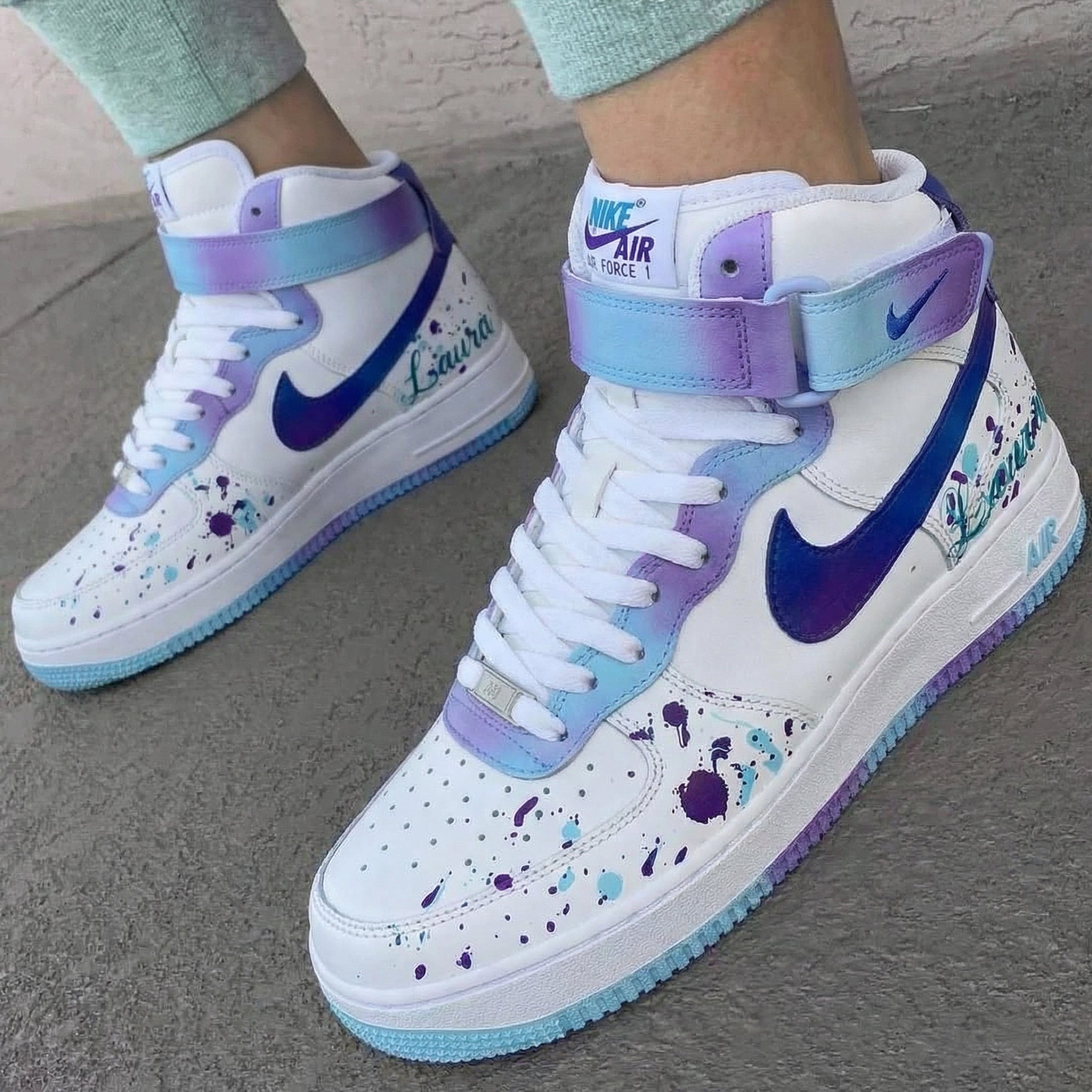 Purple Blue Splatter Custom Air Force 1-shecustomize