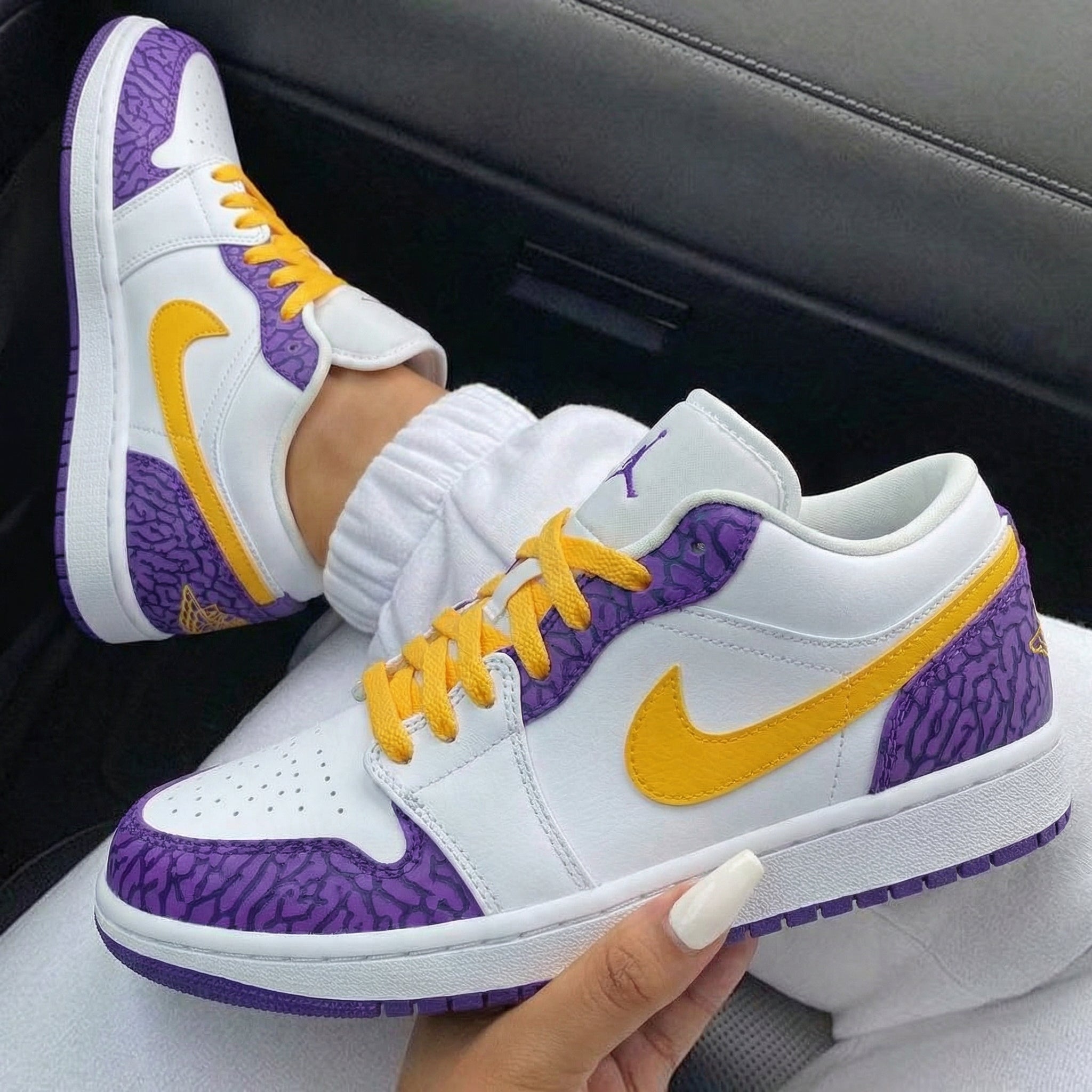Purple Crackle Yellow Custom Air Jordan 1-shecustomize
