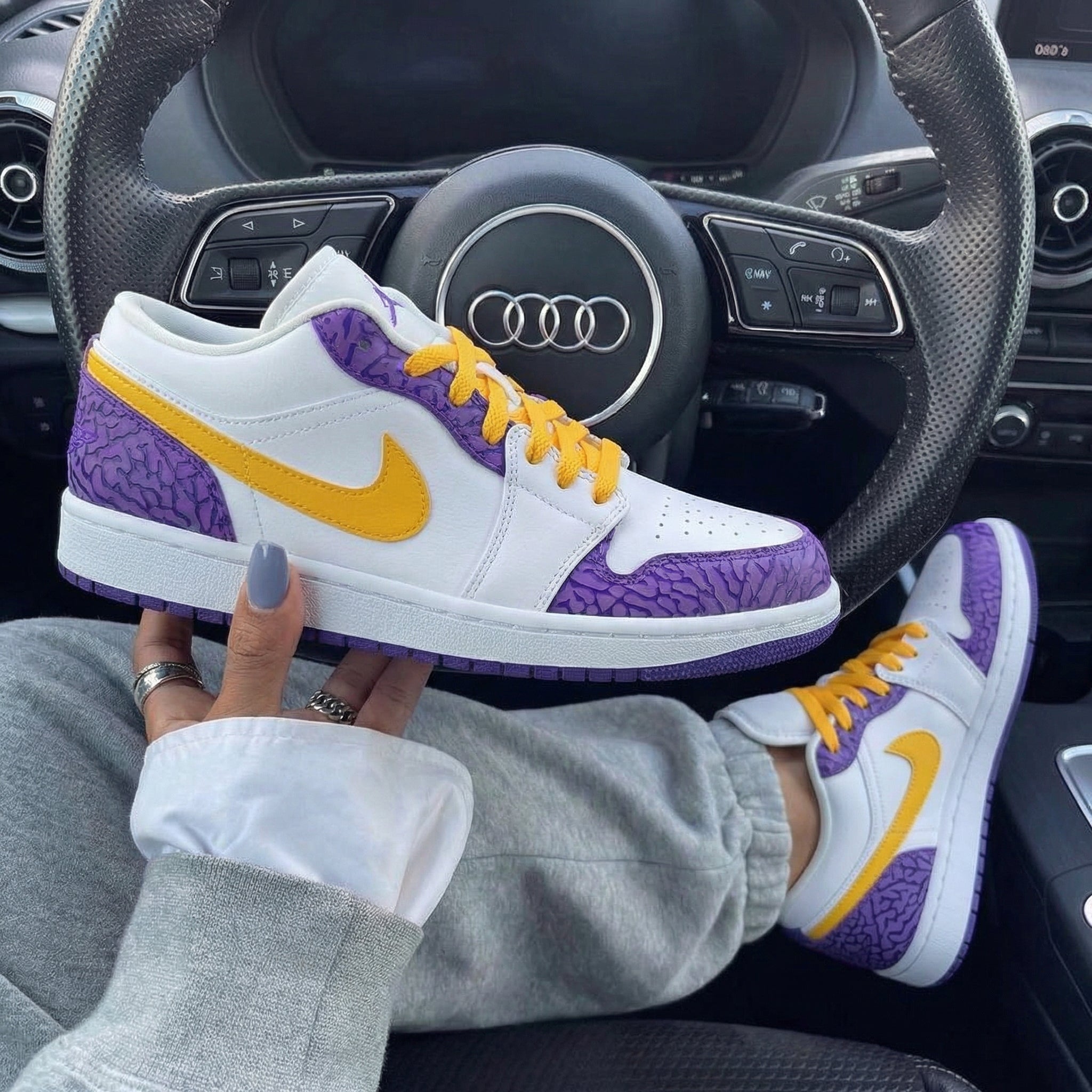 Purple Crackle Yellow Custom Air Jordan 1-shecustomize