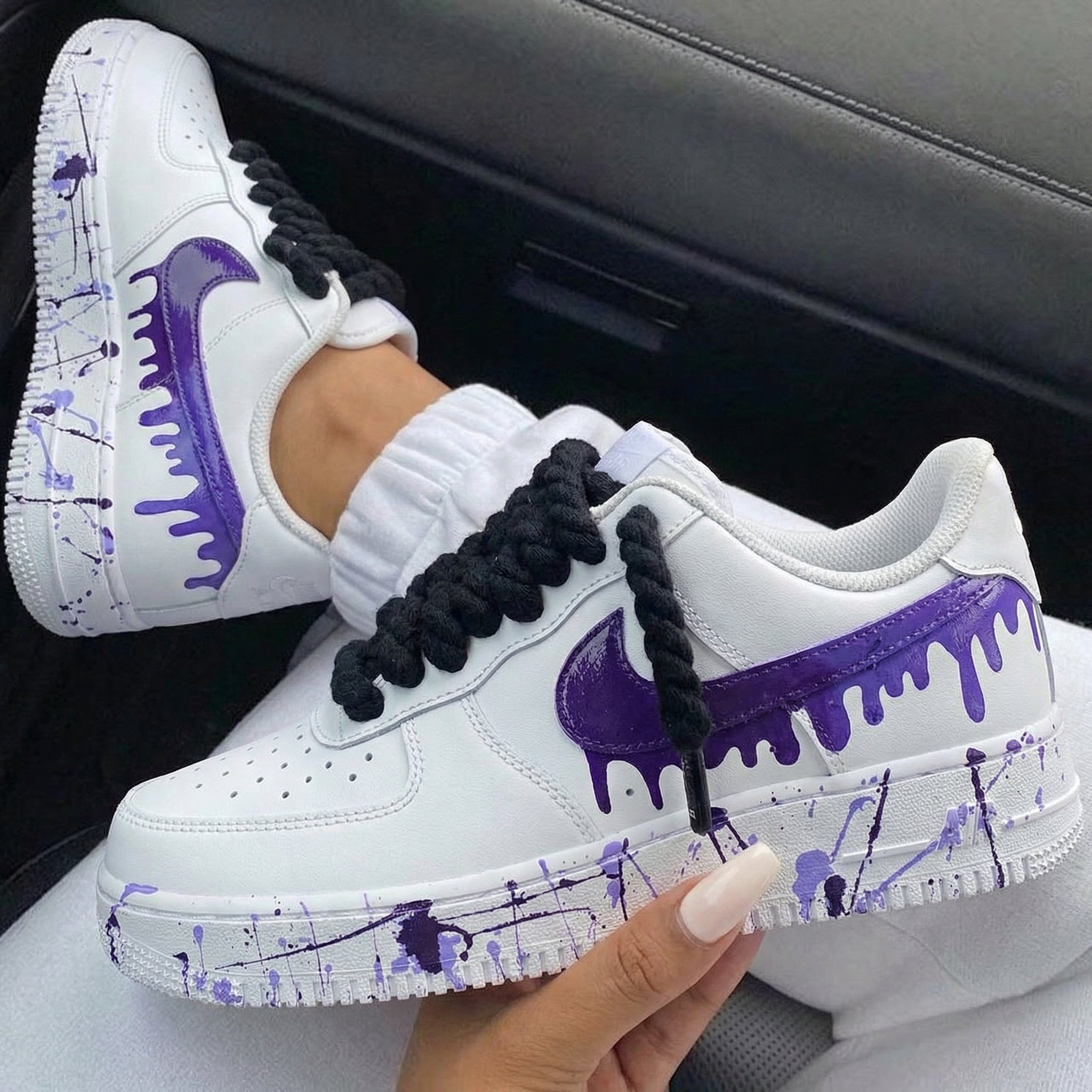 Purple Drip Custom Air Force 1 Thick shoelaces-shecustomize