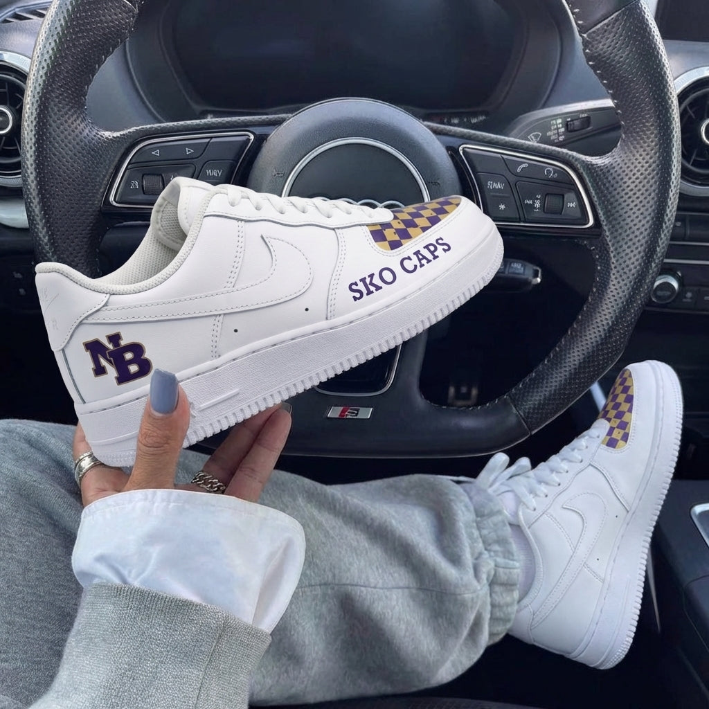 Purple Gold Checkered Custom Air Force 1-shecustomize