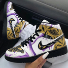 Purple Gold Leaf Print Custom Air Jordan 1-shecustomize