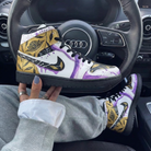 Purple Gold Leaf Print Custom Air Jordan 1-shecustomize