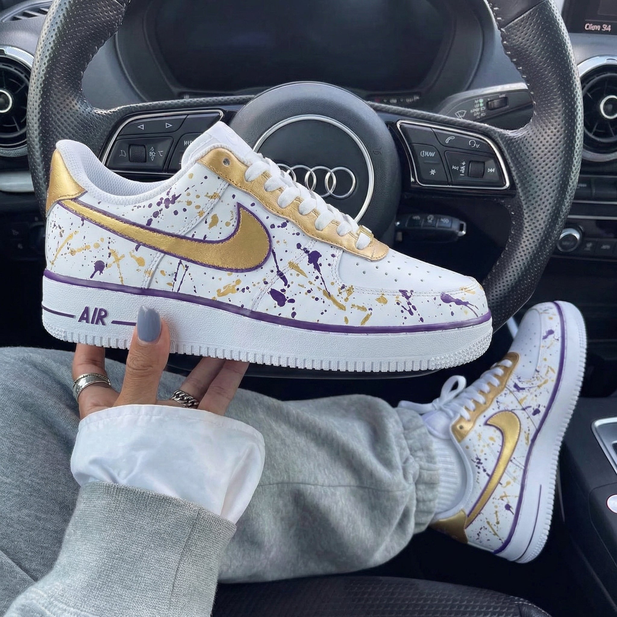Purple Gold Splatter Custom Air Force 1-shecustomize