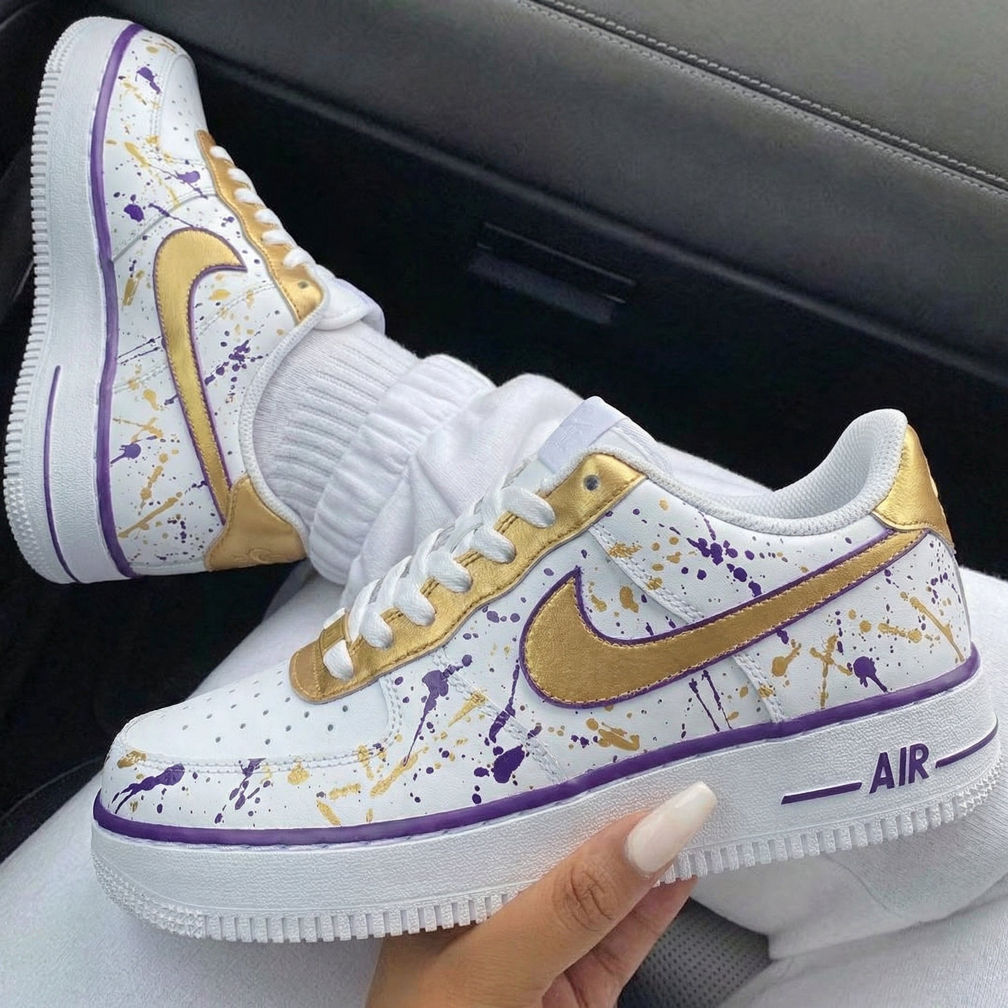 Purple Gold Splatter Custom Air Force 1-shecustomize