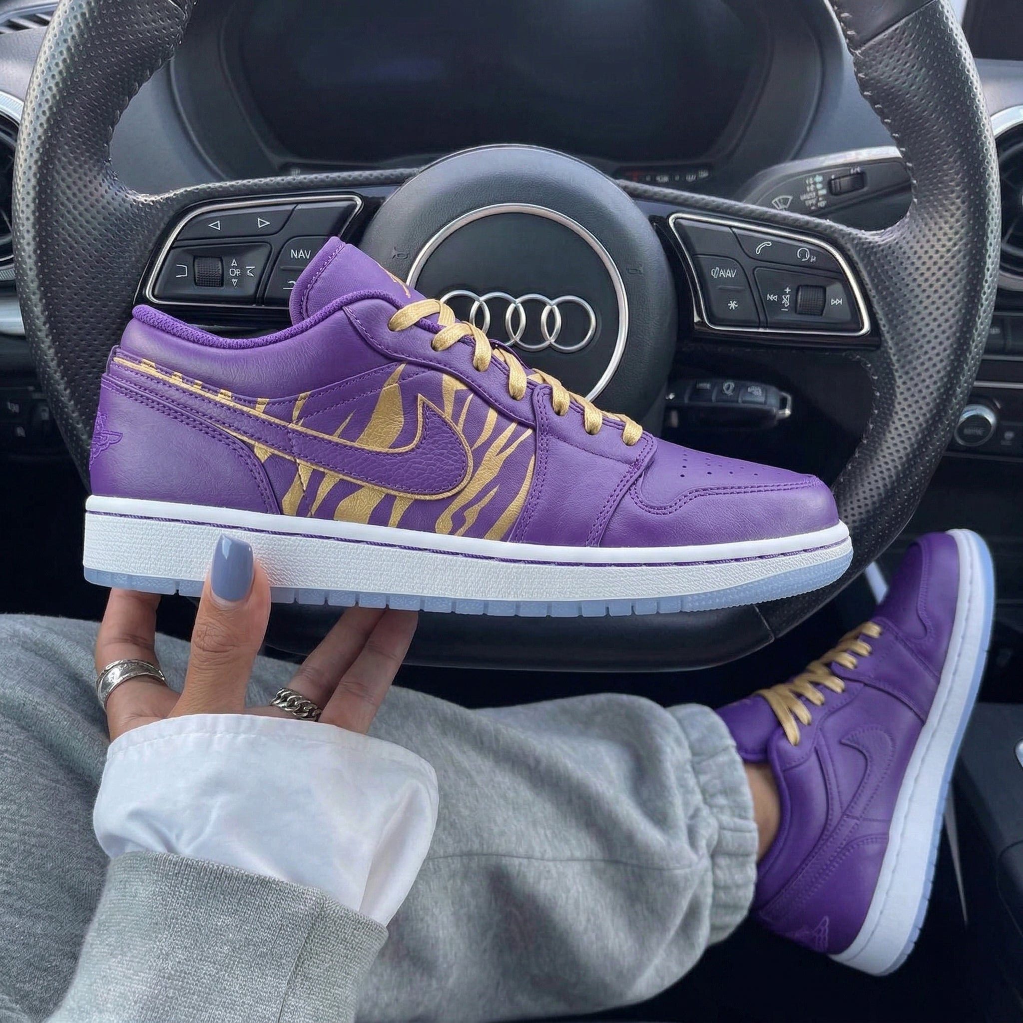 Purple Gold Zebra Pattern Custom Air Jordan 1-shecustomize