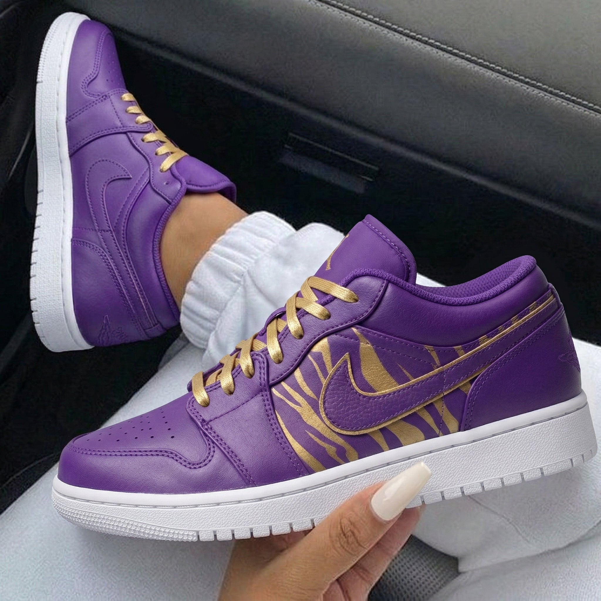 Purple Gold Zebra Pattern Custom Air Jordan 1-shecustomize