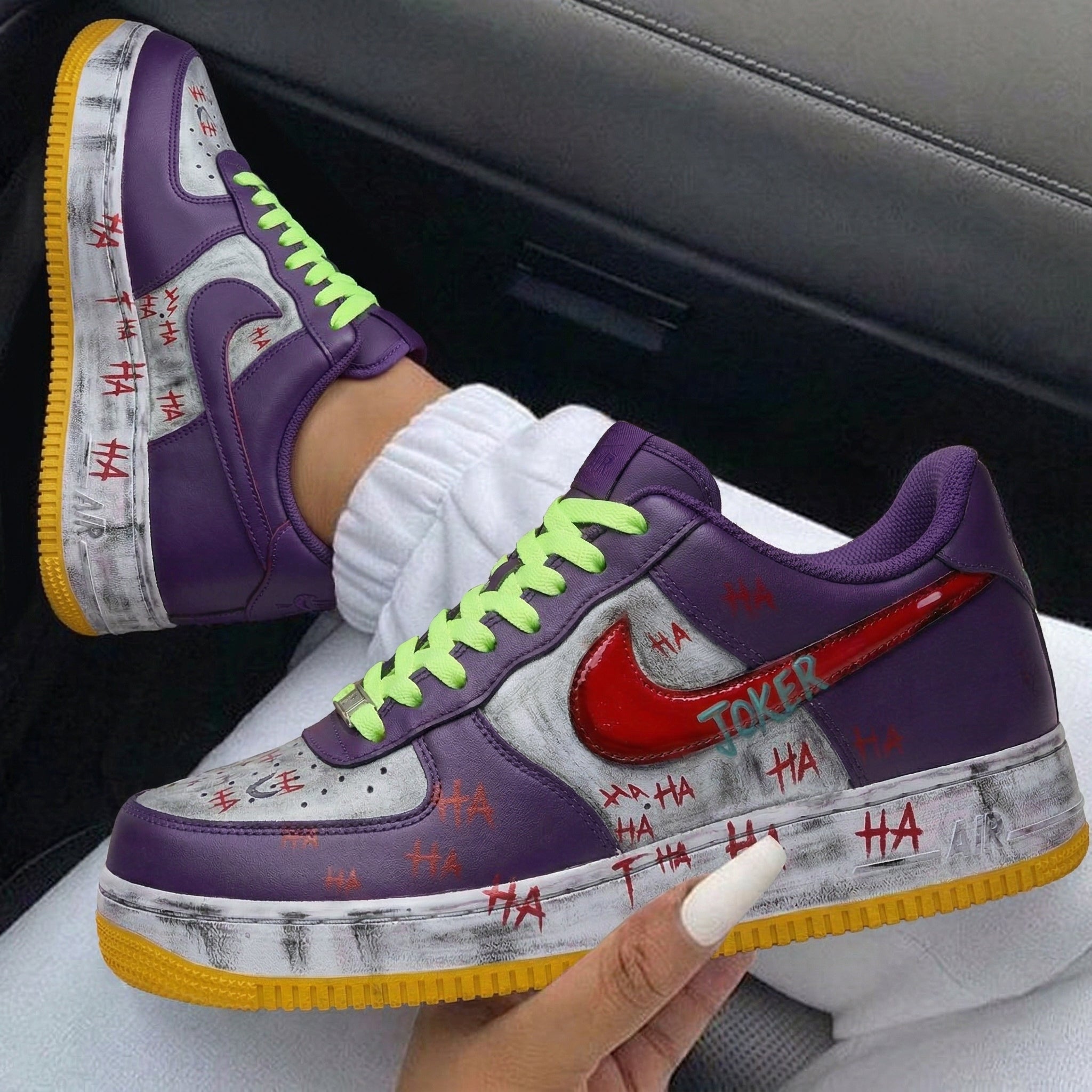 Purple Gray Red Joker HA Text Custom Air Force 1-shecustomize