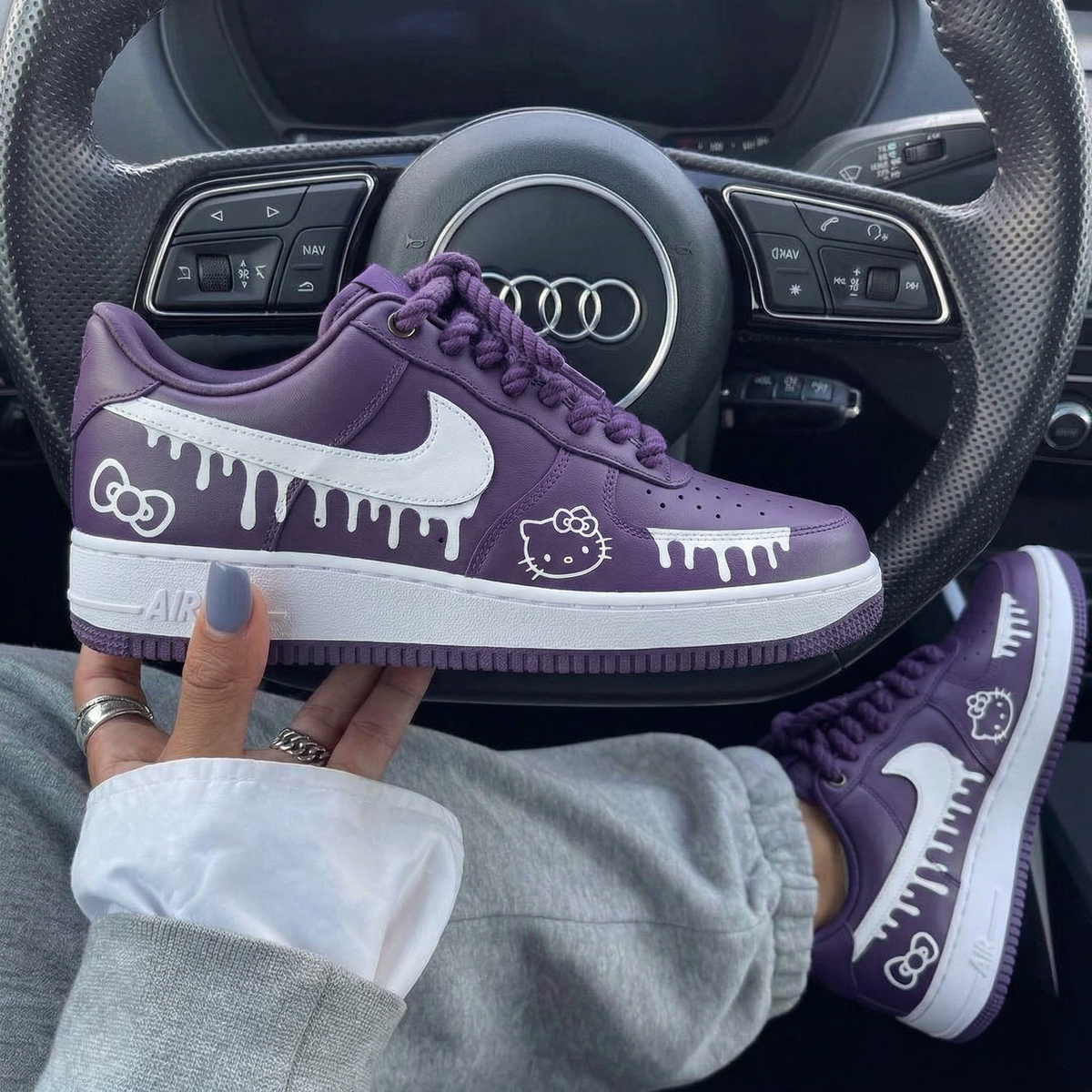 Purple Hello Kitty Drip Custom Air Force 1 Shadow – SHECUSTOMIZE