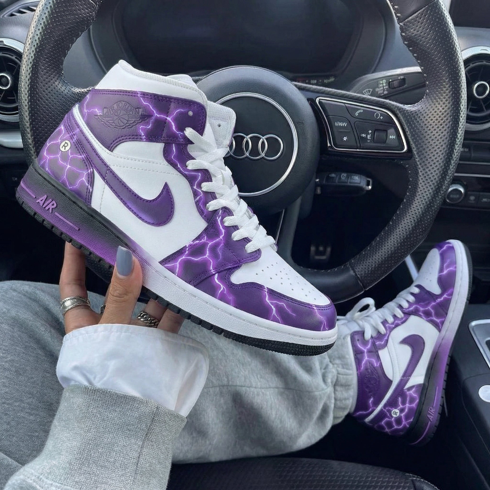 Purple Lightning Custom Air Jordan 1-shecustomize