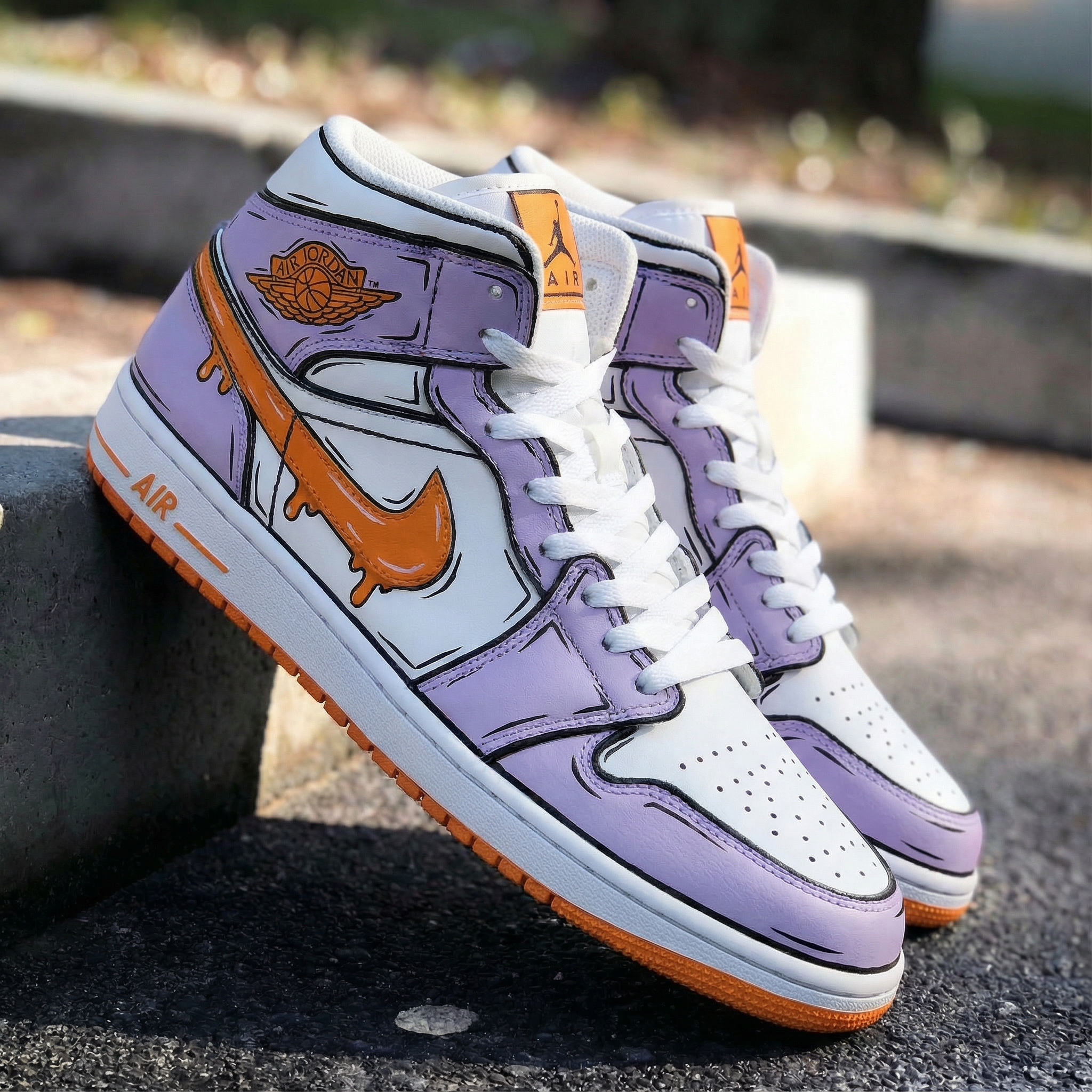 Purple Orange Cartoon Custom Air Jordan 1-shecustomize