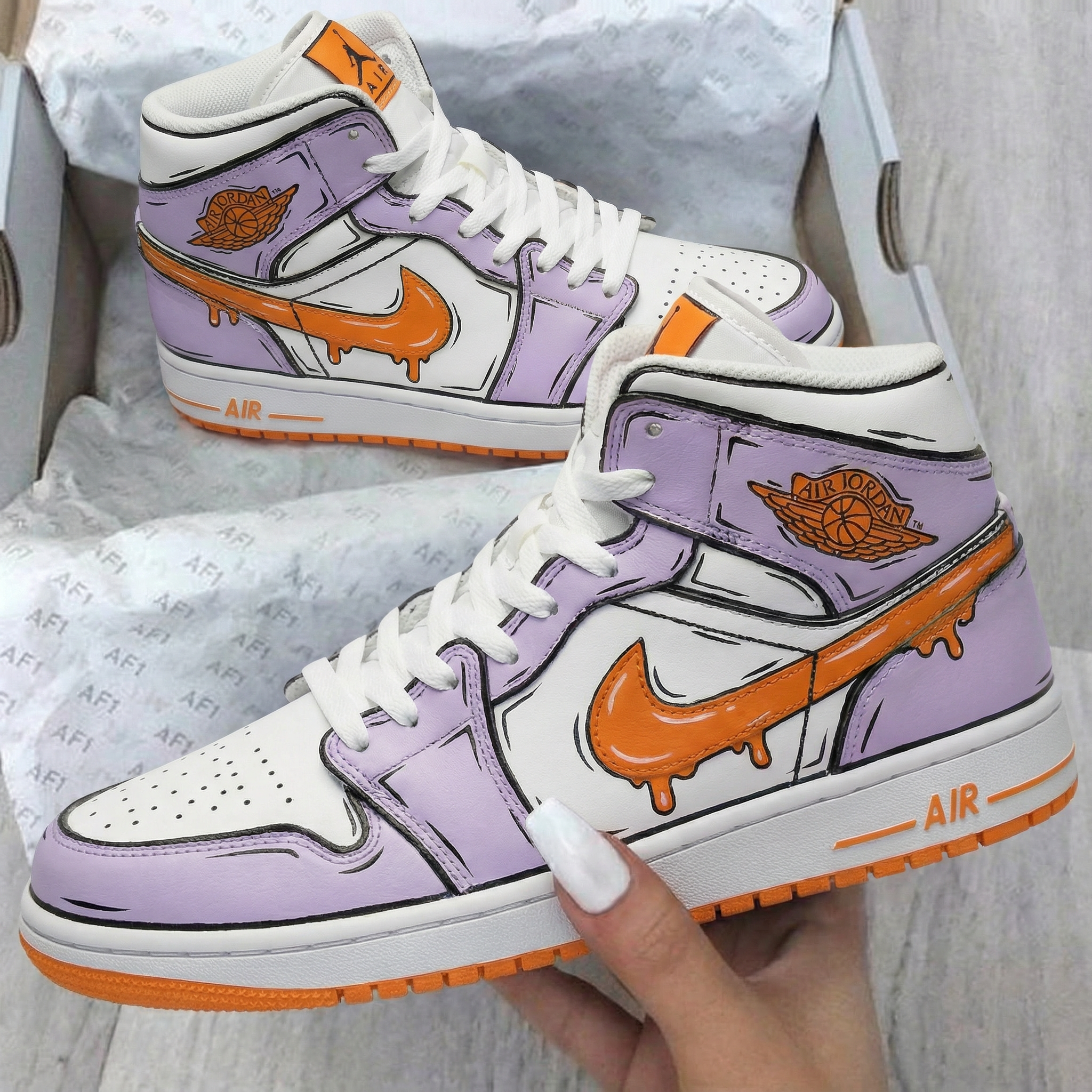Purple Orange Cartoon Custom Air Jordan 1-shecustomize