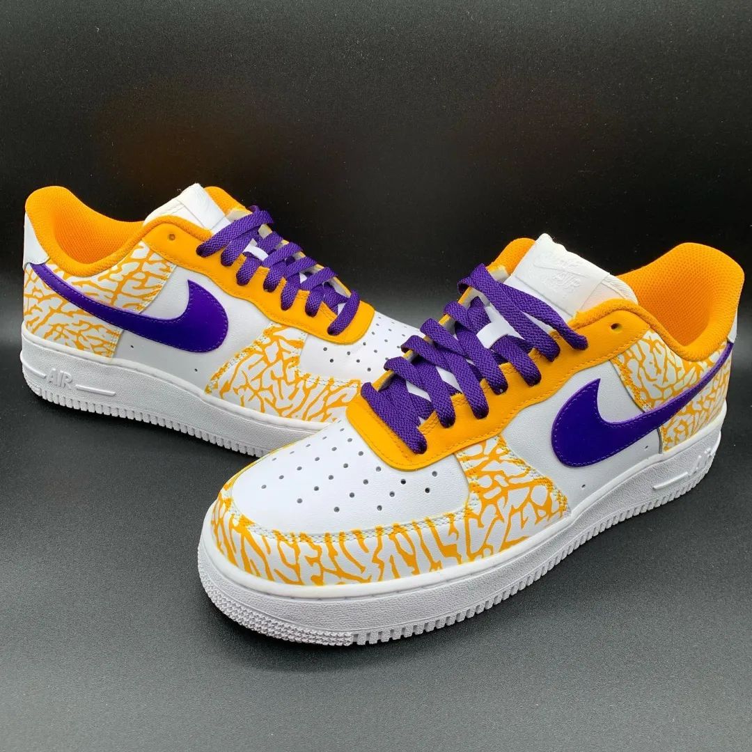 Purple Orange Crackle Custom Air Force 1-shecustomize