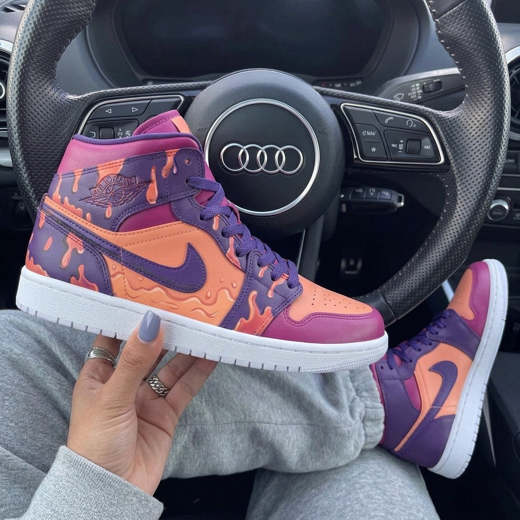 Purple Orange Dripping Custom Air Jordan 1-shecustomize