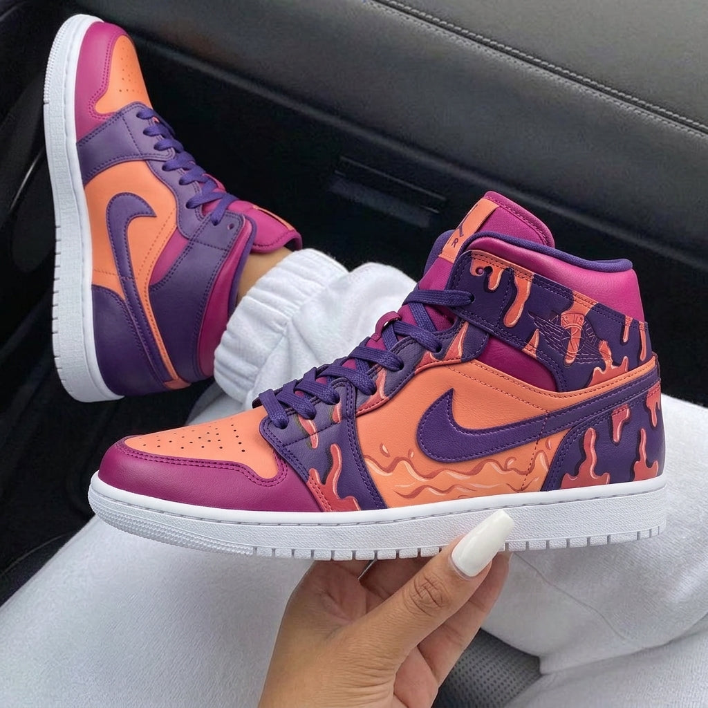 Purple Orange Dripping Custom Air Jordan 1-shecustomize