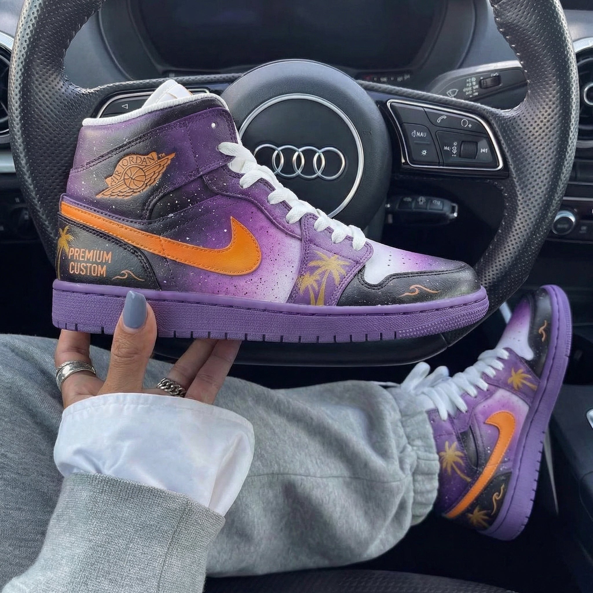 Purple Orange Palm - Tree Custom Air Jordan 1-shecustomize