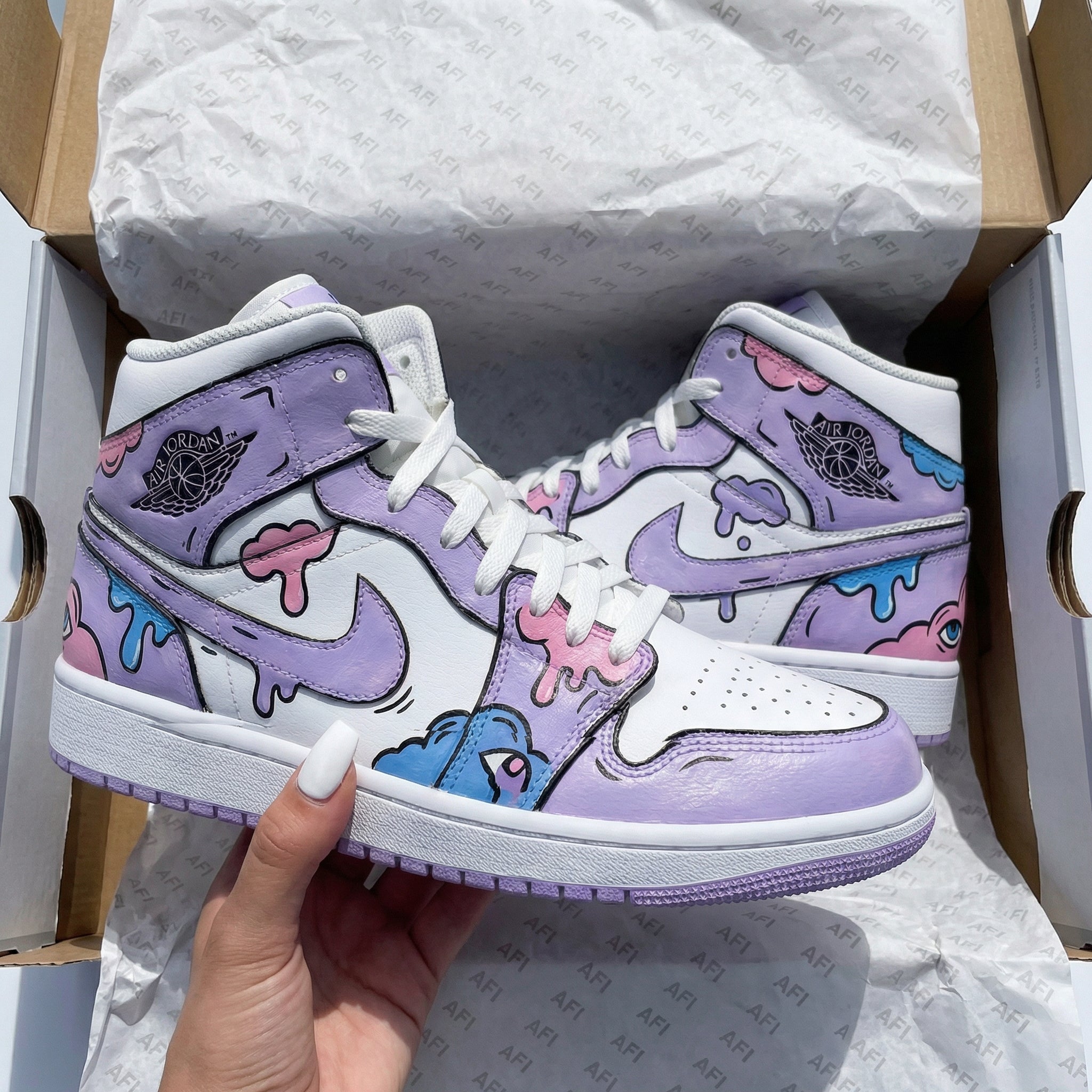 Purple Pink Cartoon Custom Air Jordan 1-shecustomize