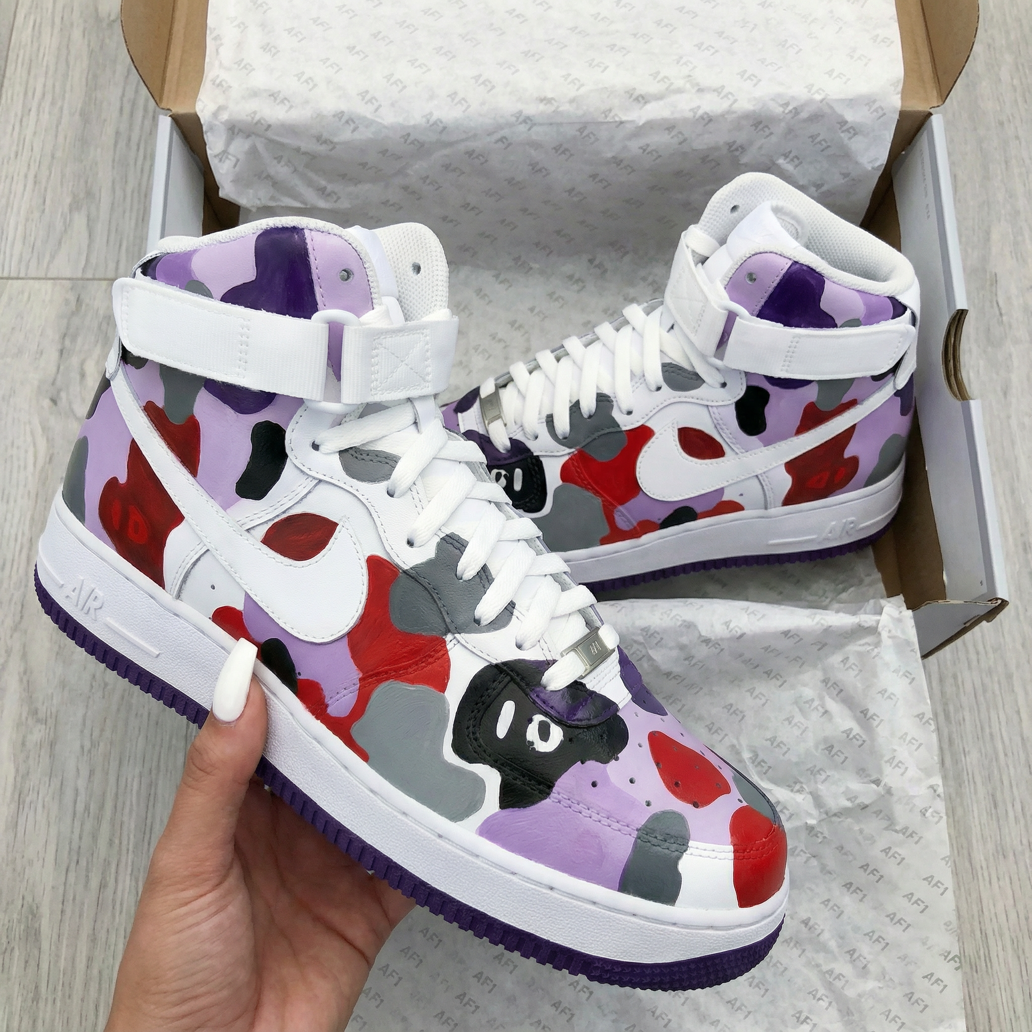 Purple Red Camo Custom Air Force 1-shecustomize