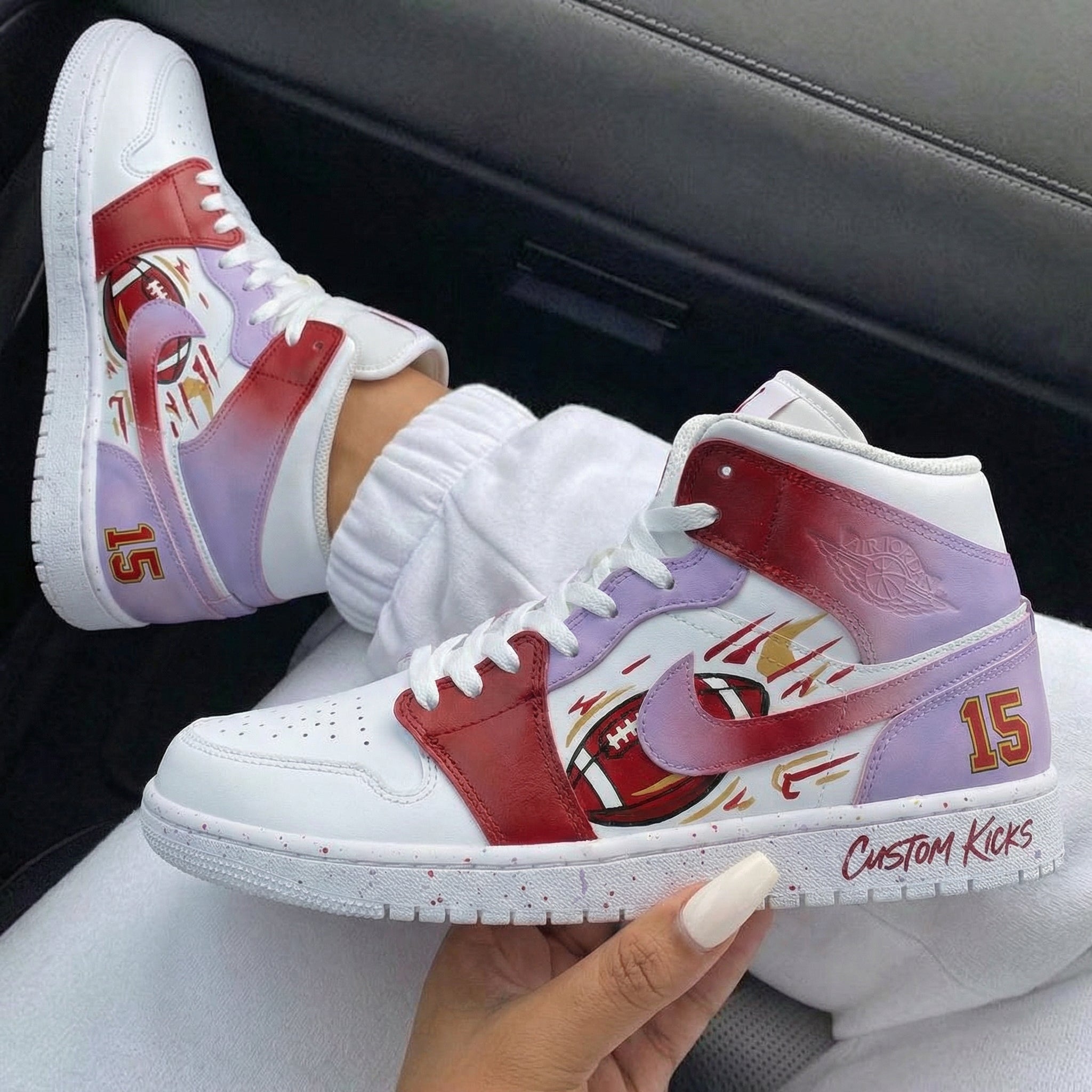 Purple Red Football Theme Custom Air Jordan 1-shecustomize
