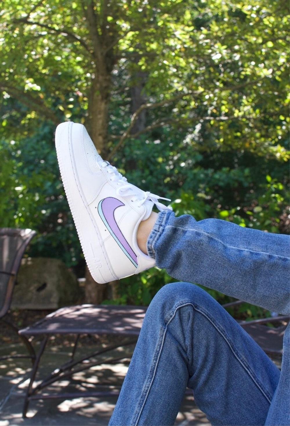 Purple Swoosh Custom Air Force 1-shecustomize