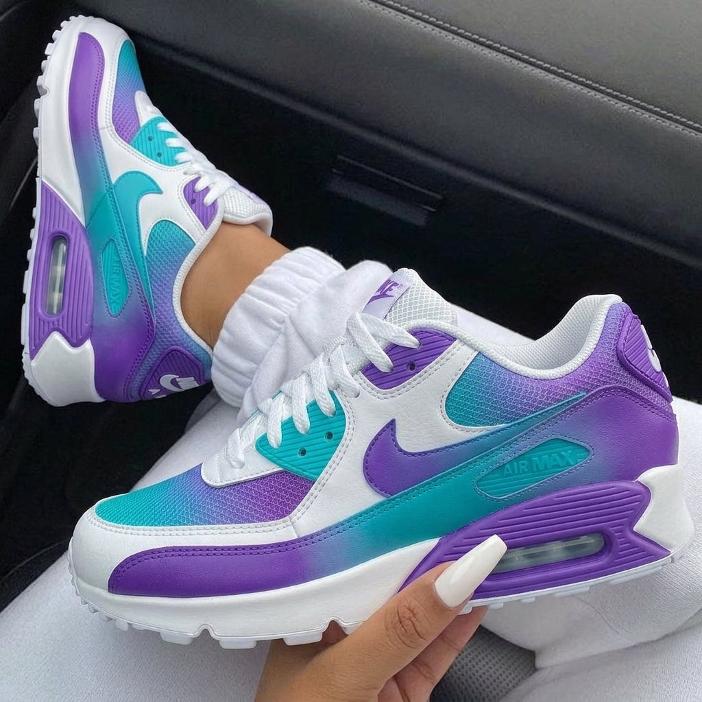Purple Teal Gradient Custom Nike Air Max 90-shecustomize