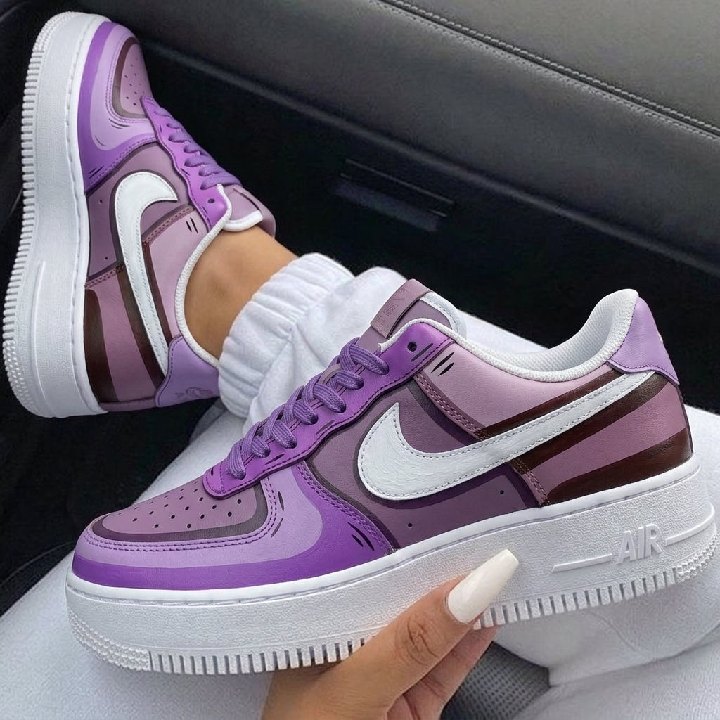 Purple White Cartoon Custom Air Force 1-shecustomize