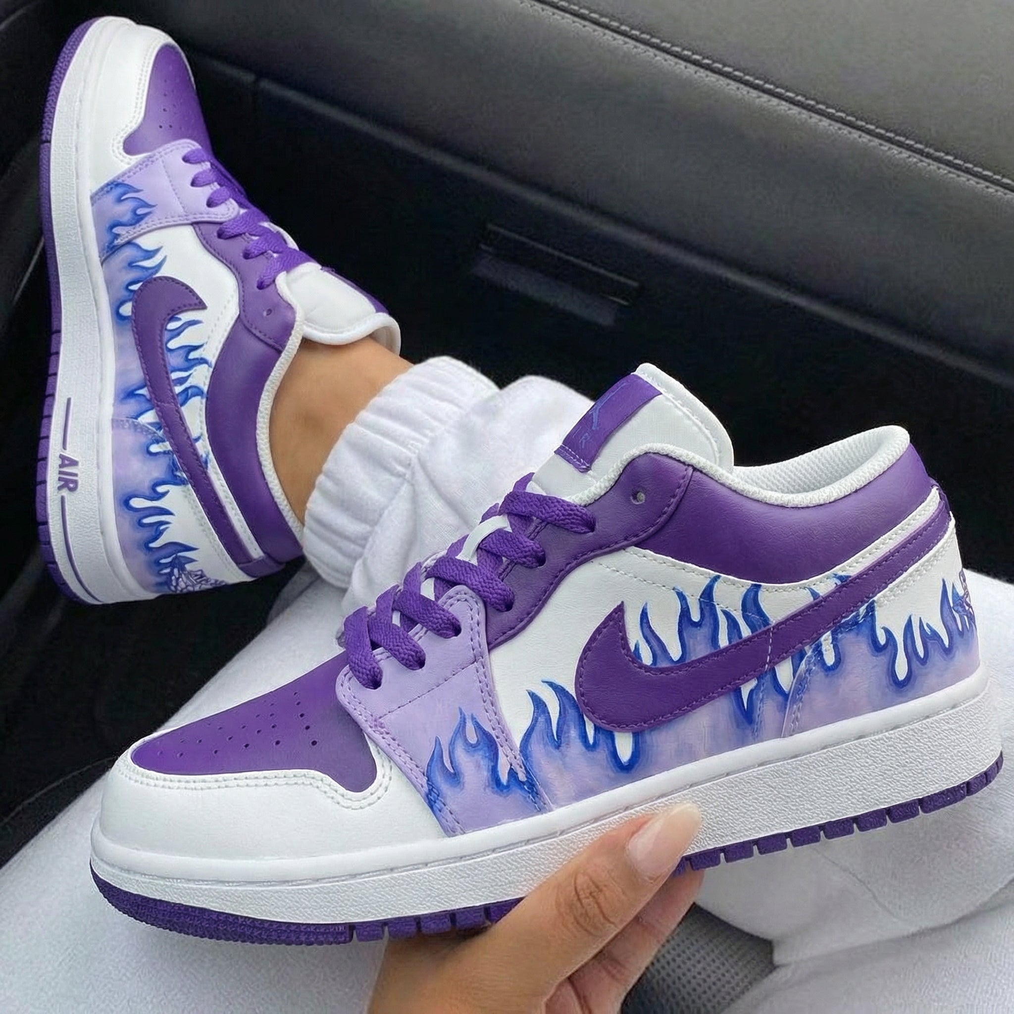 Purple White Flame Custom Air Jordan 1-shecustomize
