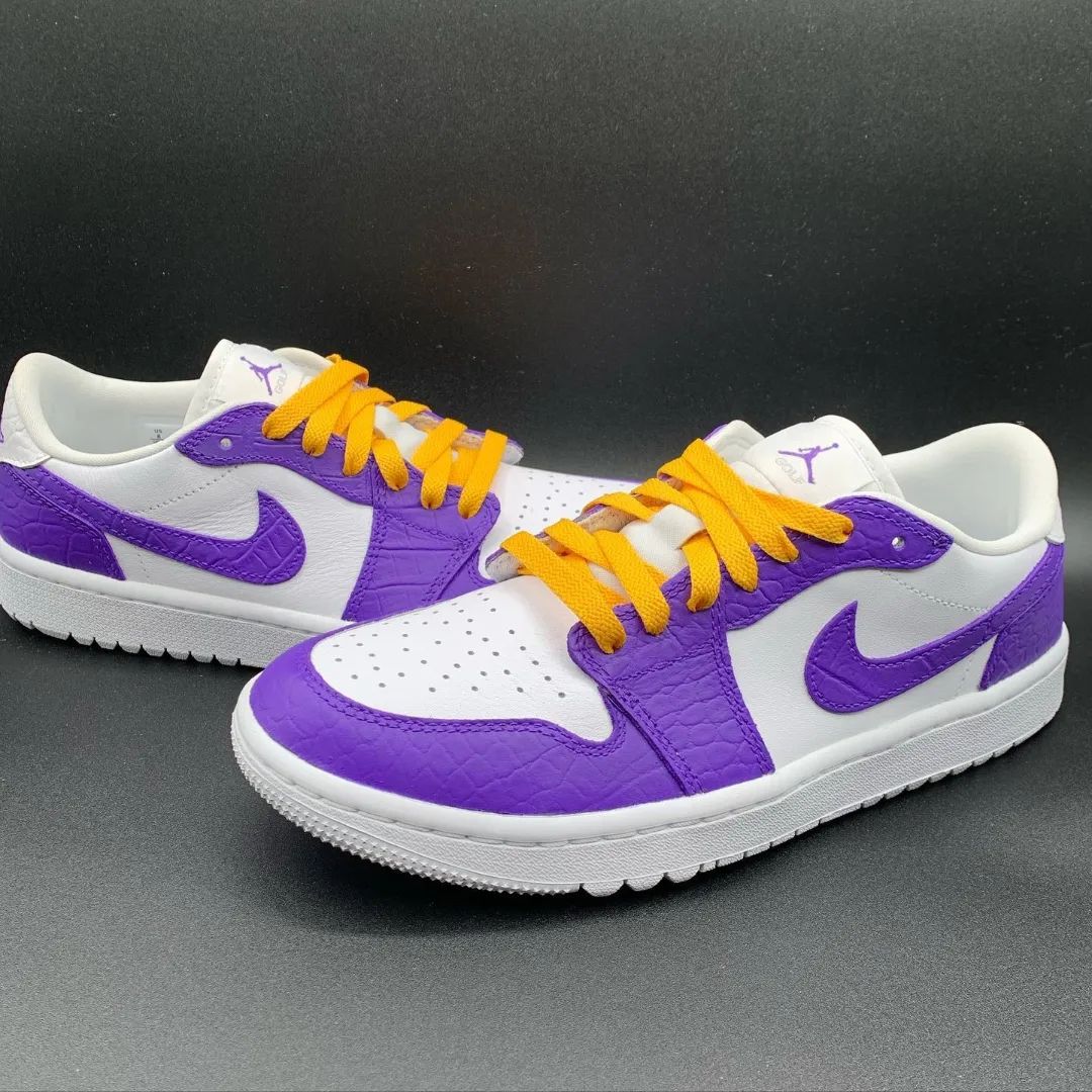 Purple White Orange Croc - Embossed Custom Air Jordan 1-shecustomize