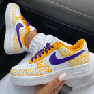 Purple Yellow Cracked Print Custom Air Force 1-shecustomize