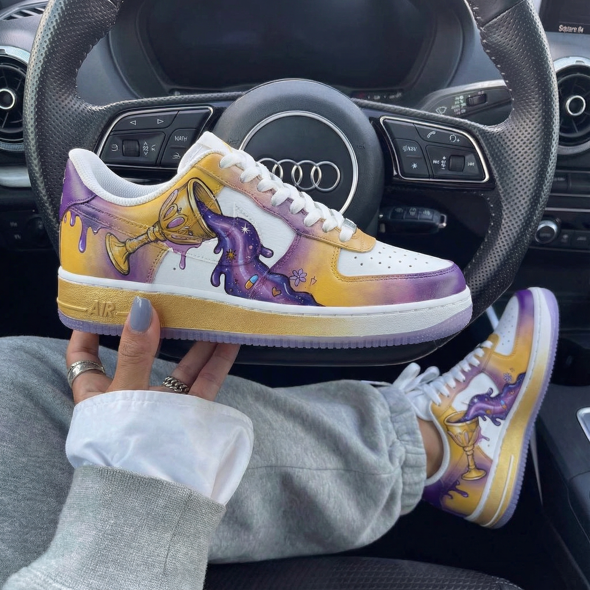 Purple Yellow Goblet Pattern Custom Air Force 1-shecustomize