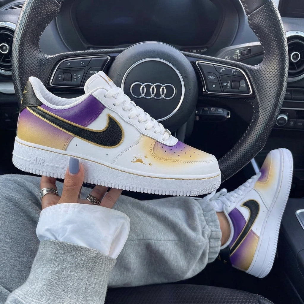 Purple Yellow Gradient Sun Stars Custom Air Force 1-shecustomize