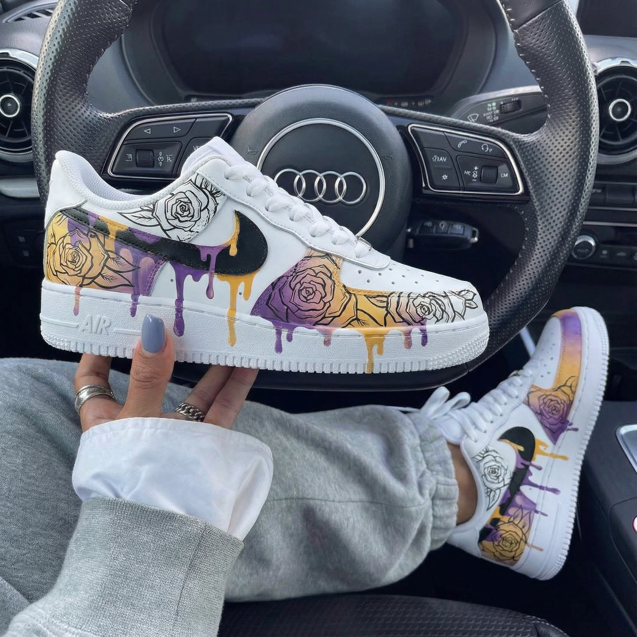 Purple Yellow Rose Custom Air Force 1-shecustomize