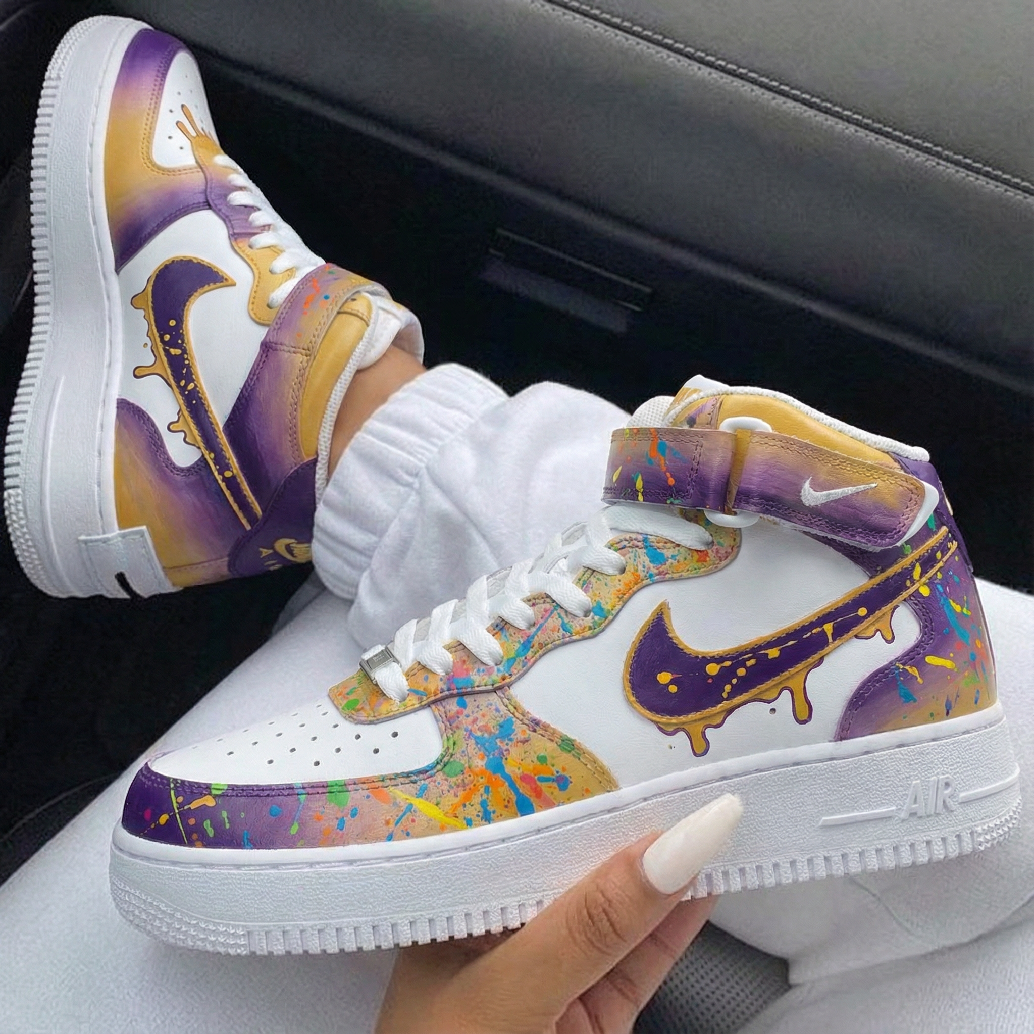 Purple Yellow Splatter Custom Air Force 1-shecustomize