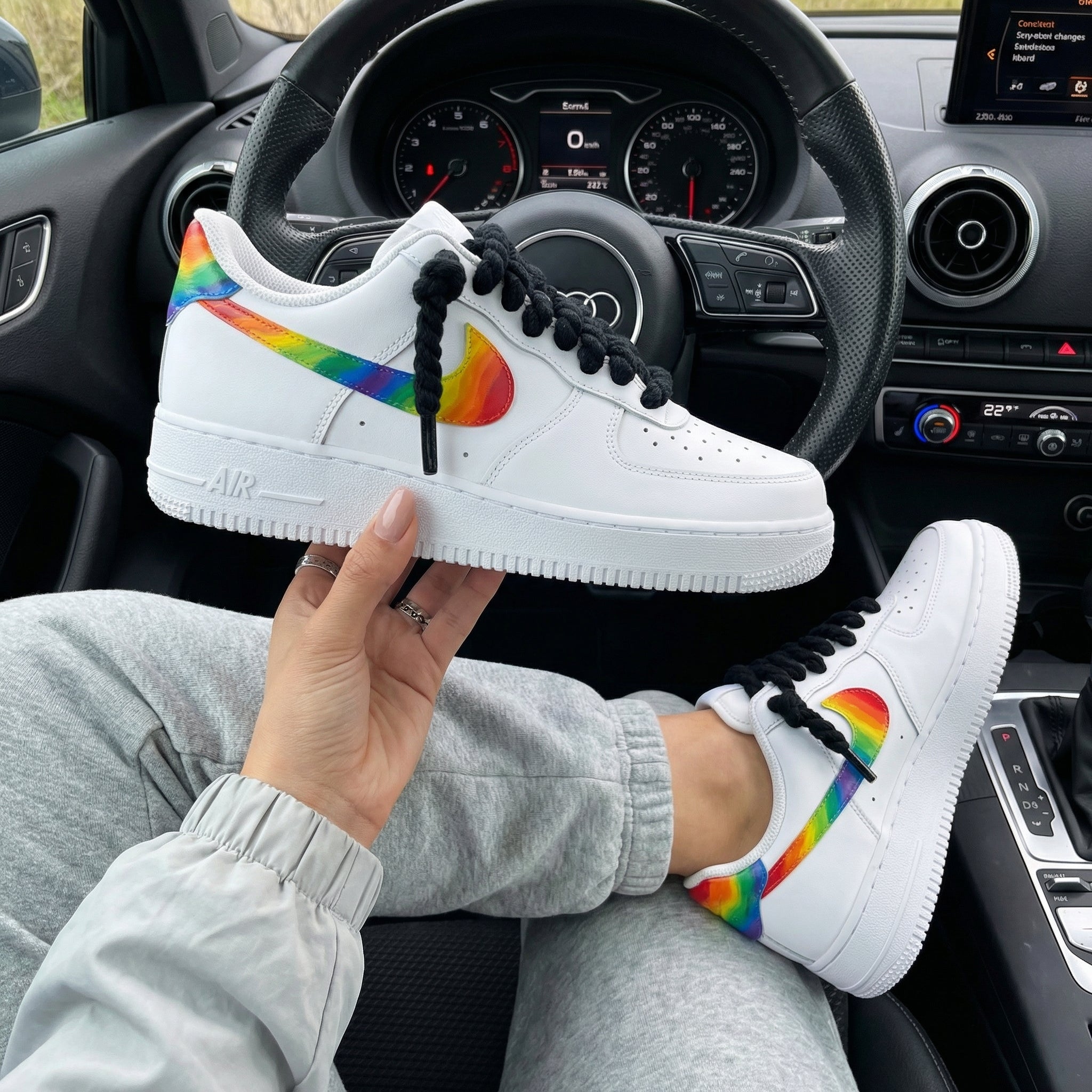 Rainbow Custom Air Force 1 Thick shoelaces-shecustomize
