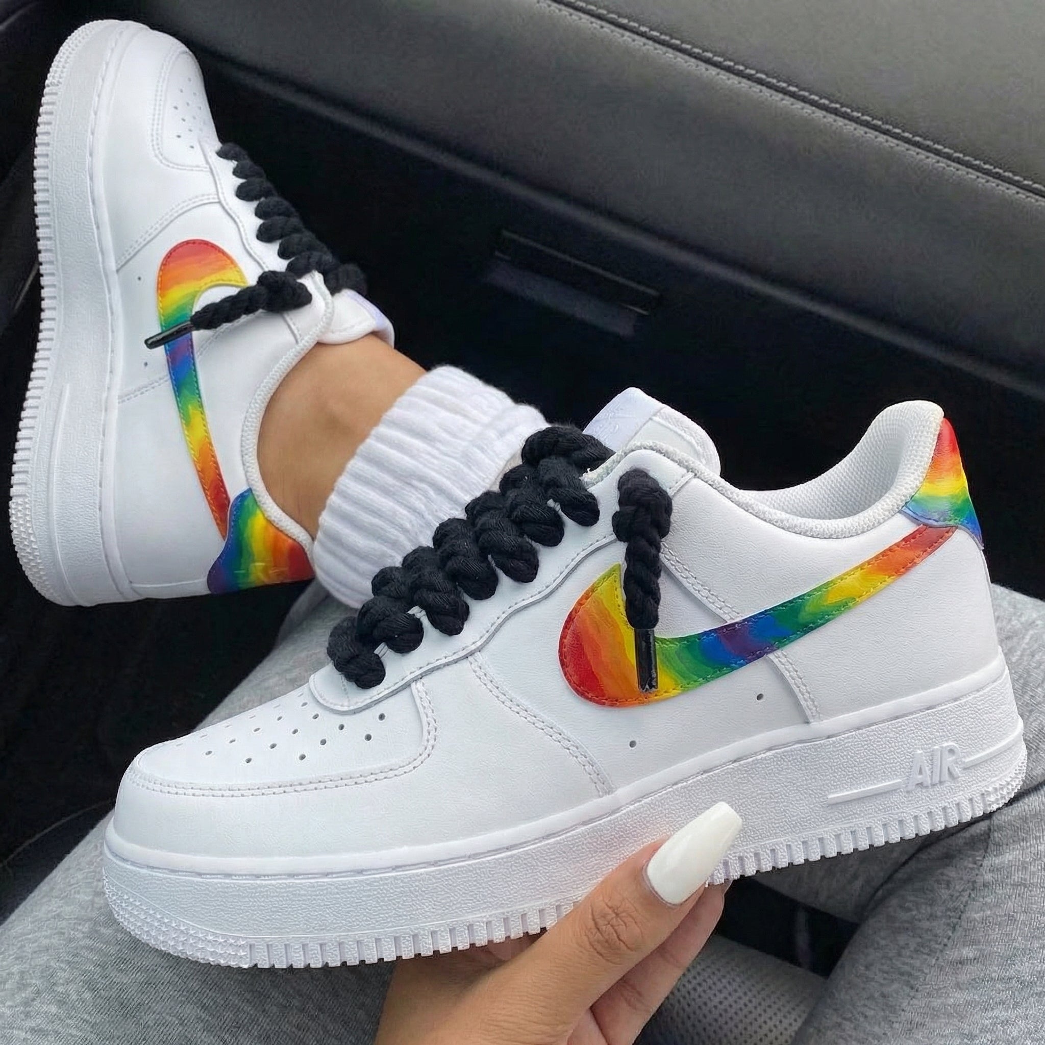 Rainbow Custom Air Force 1 Thick shoelaces-shecustomize