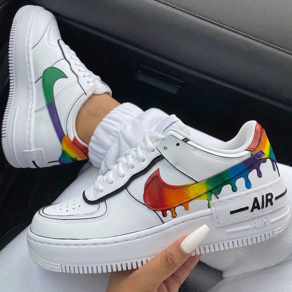 Rainbow Drip Shadow Custom Air Force 1-shecustomize