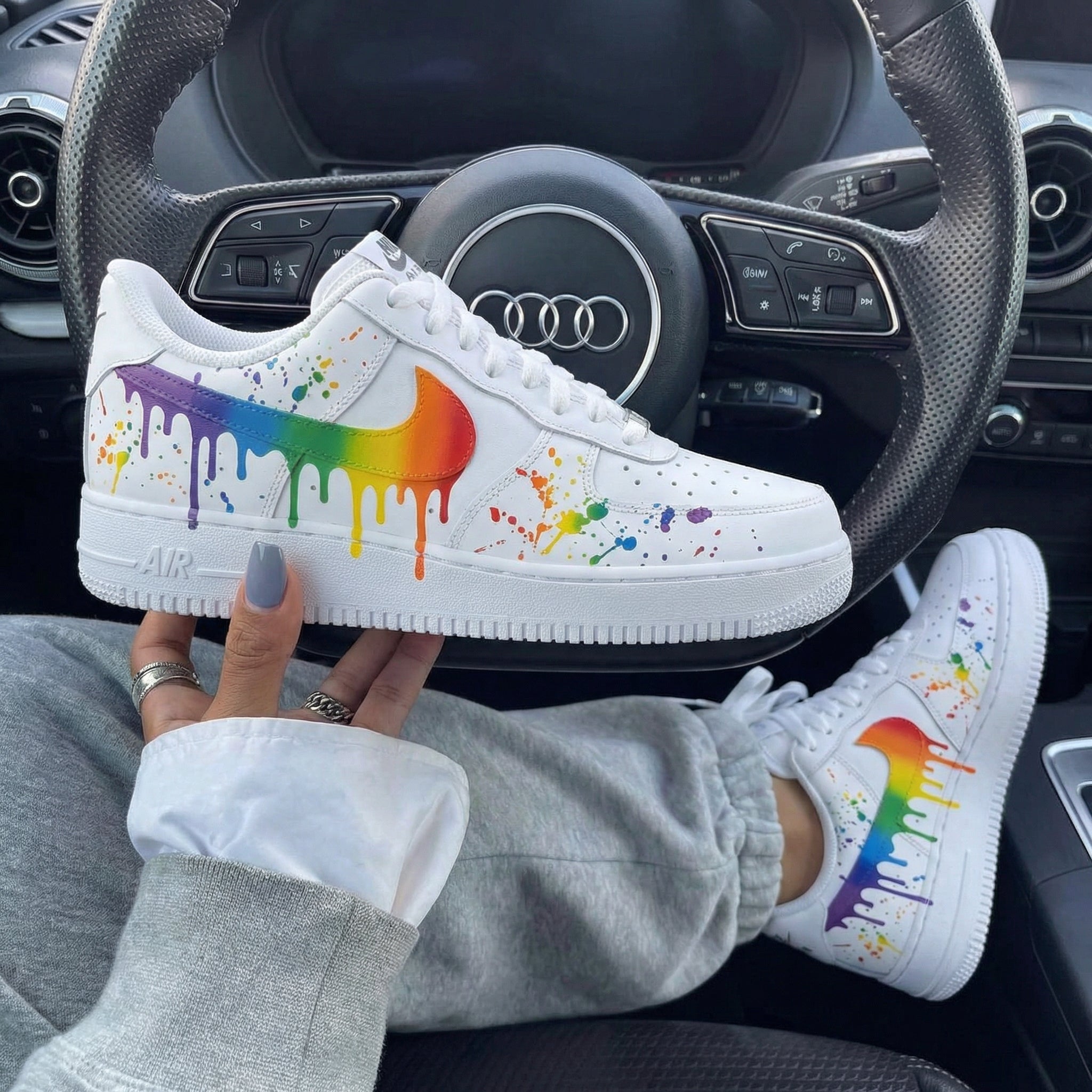 Rainbow Drip Splatter Custom Air Force 1-shecustomize
