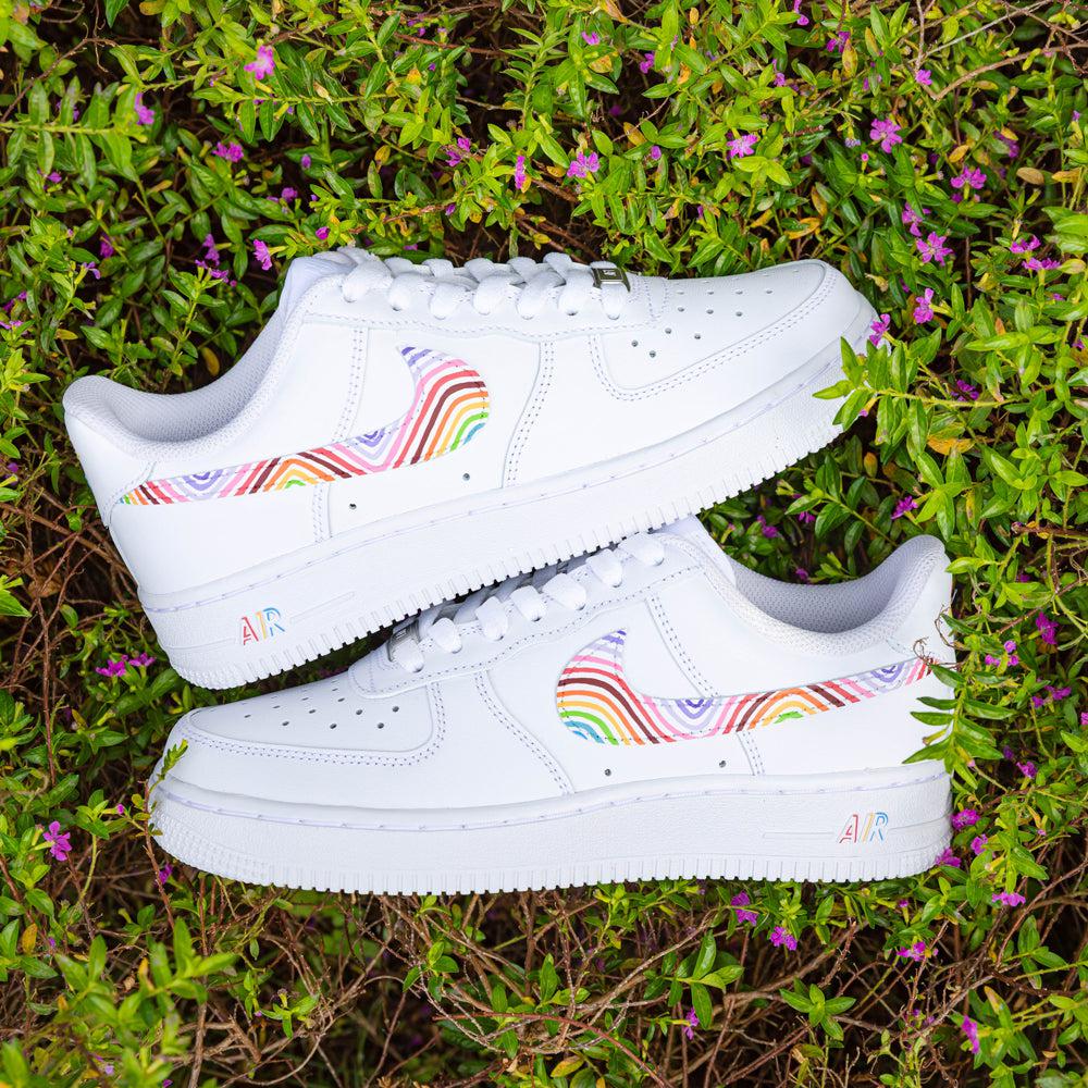 Rainbow Swoosh Air Force 1s Custom Shoes Sneakers-shecustomize