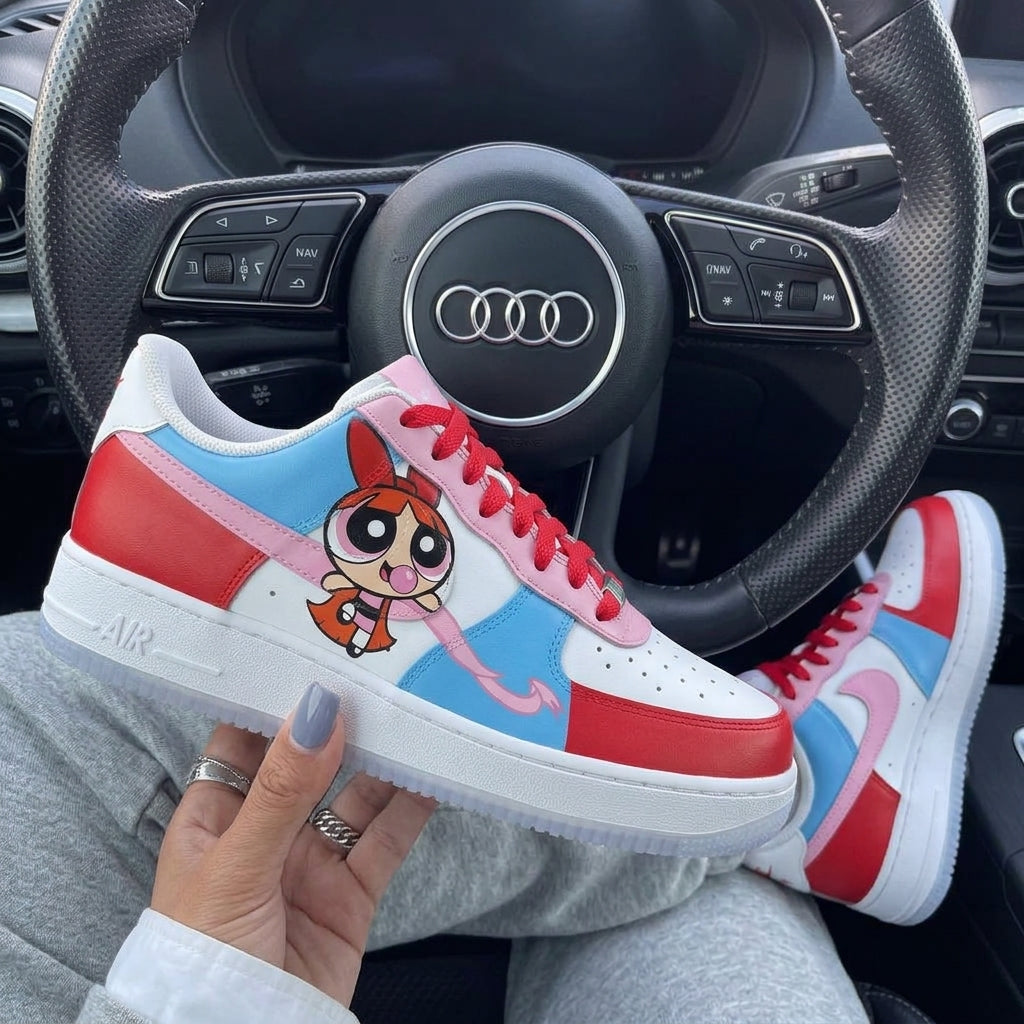 Red Baby Blue Baby Pink Powerpuff Girls Custom Air Force 1-shecustomize