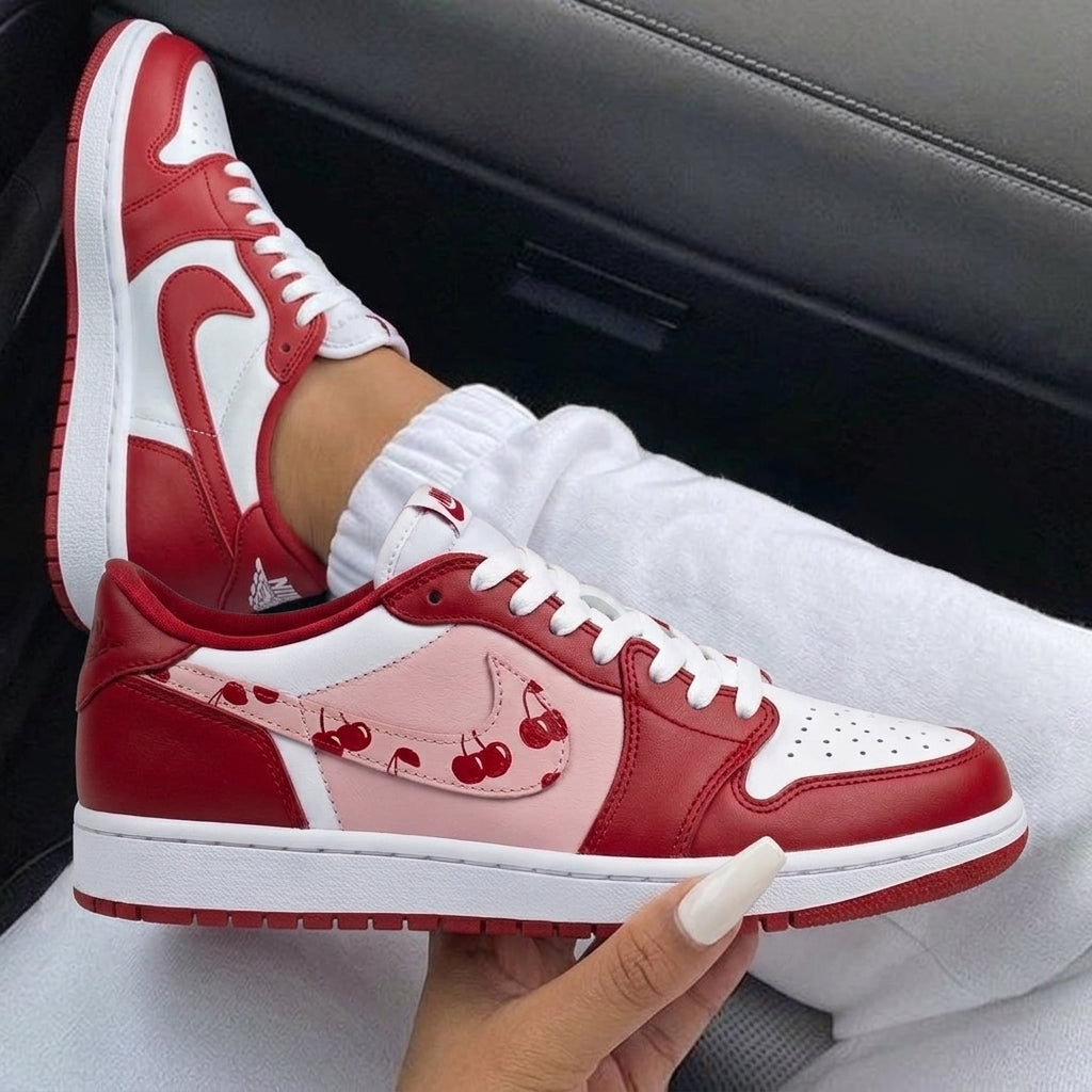 Red Baby Pink Cherry Custom Air Jordan 1-shecustomize