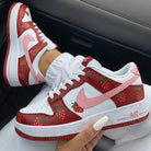 Red Baby Pink Strawberries Custom Air Force 1-shecustomize