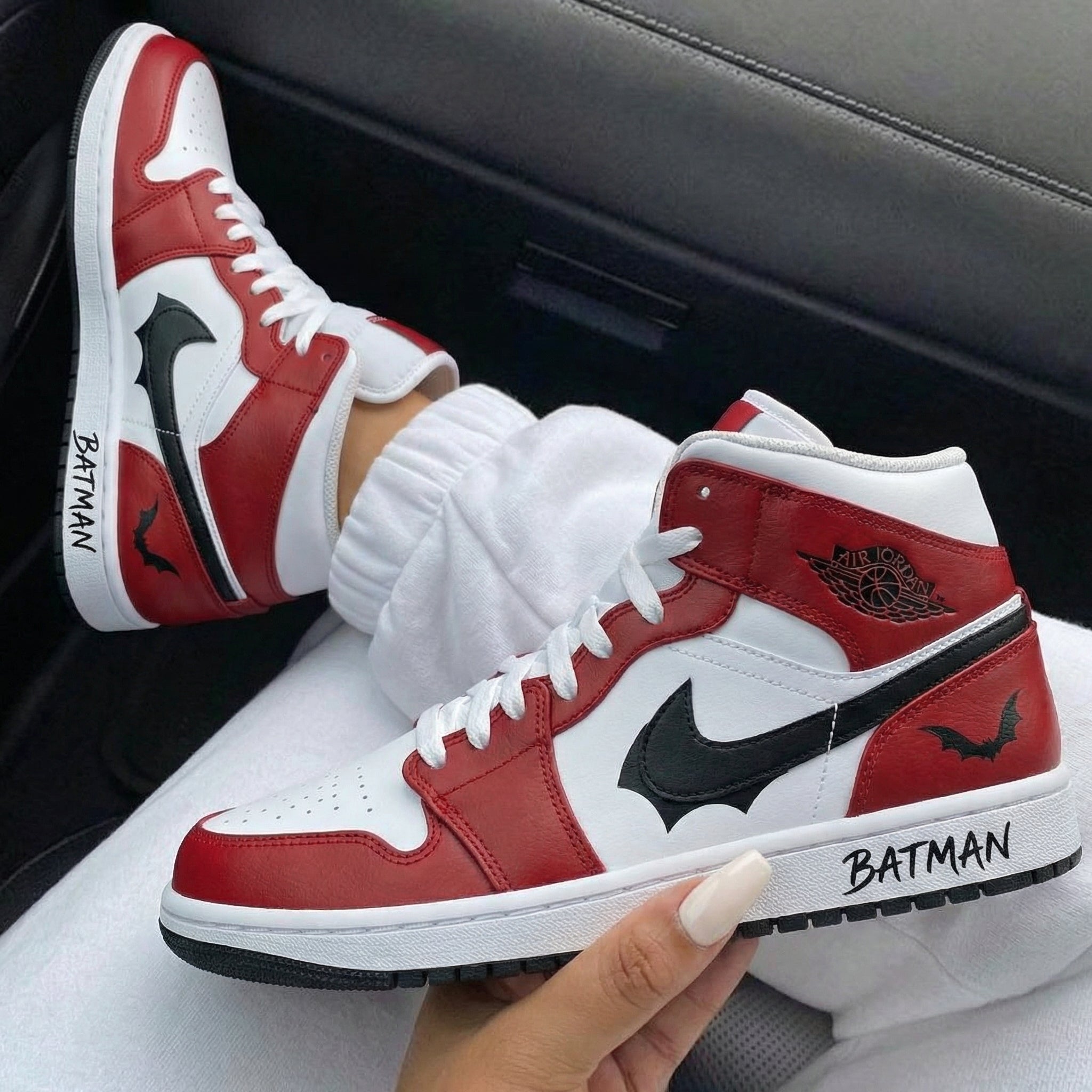 Red Black Batman Bats Custom Air Jordan 1-shecustomize