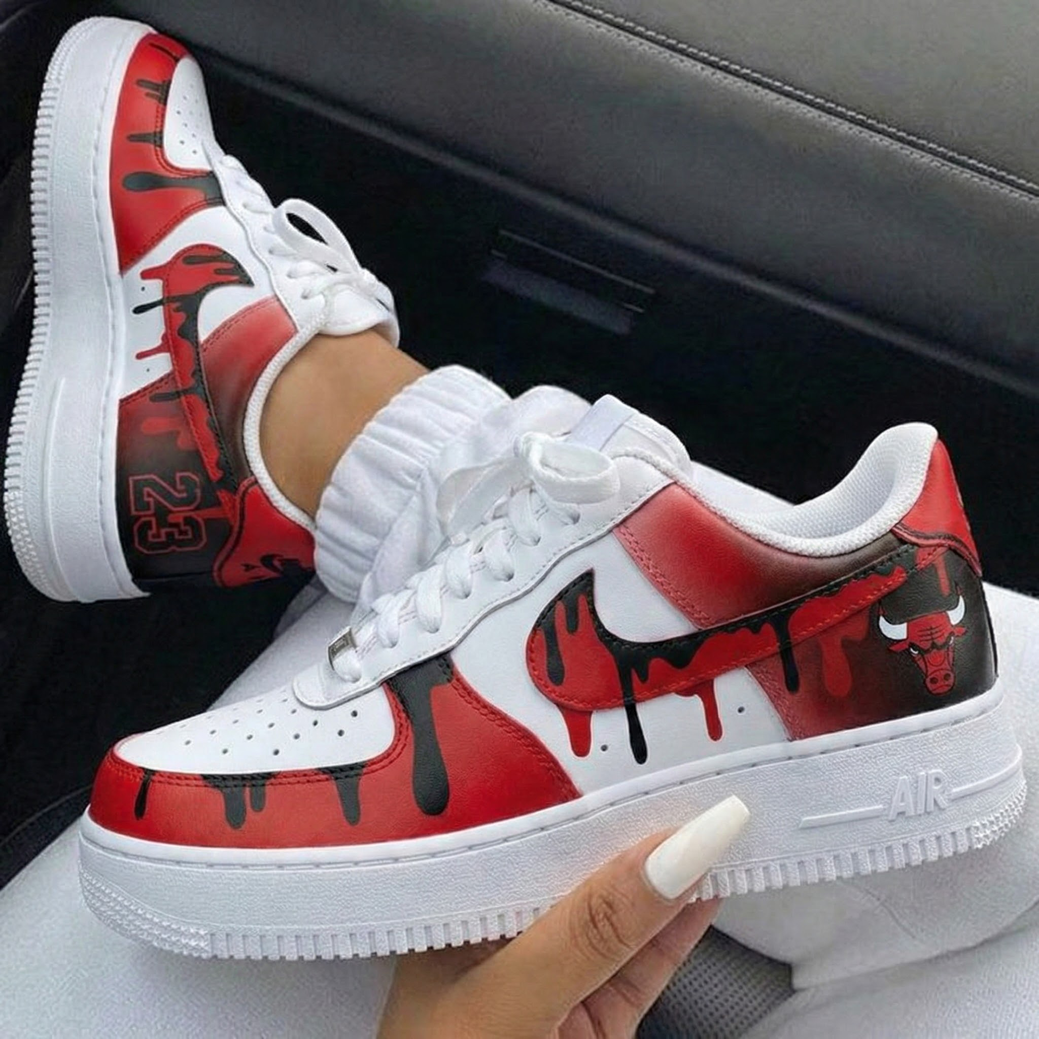 Red Black Drip Custom Air Force 1-shecustomize