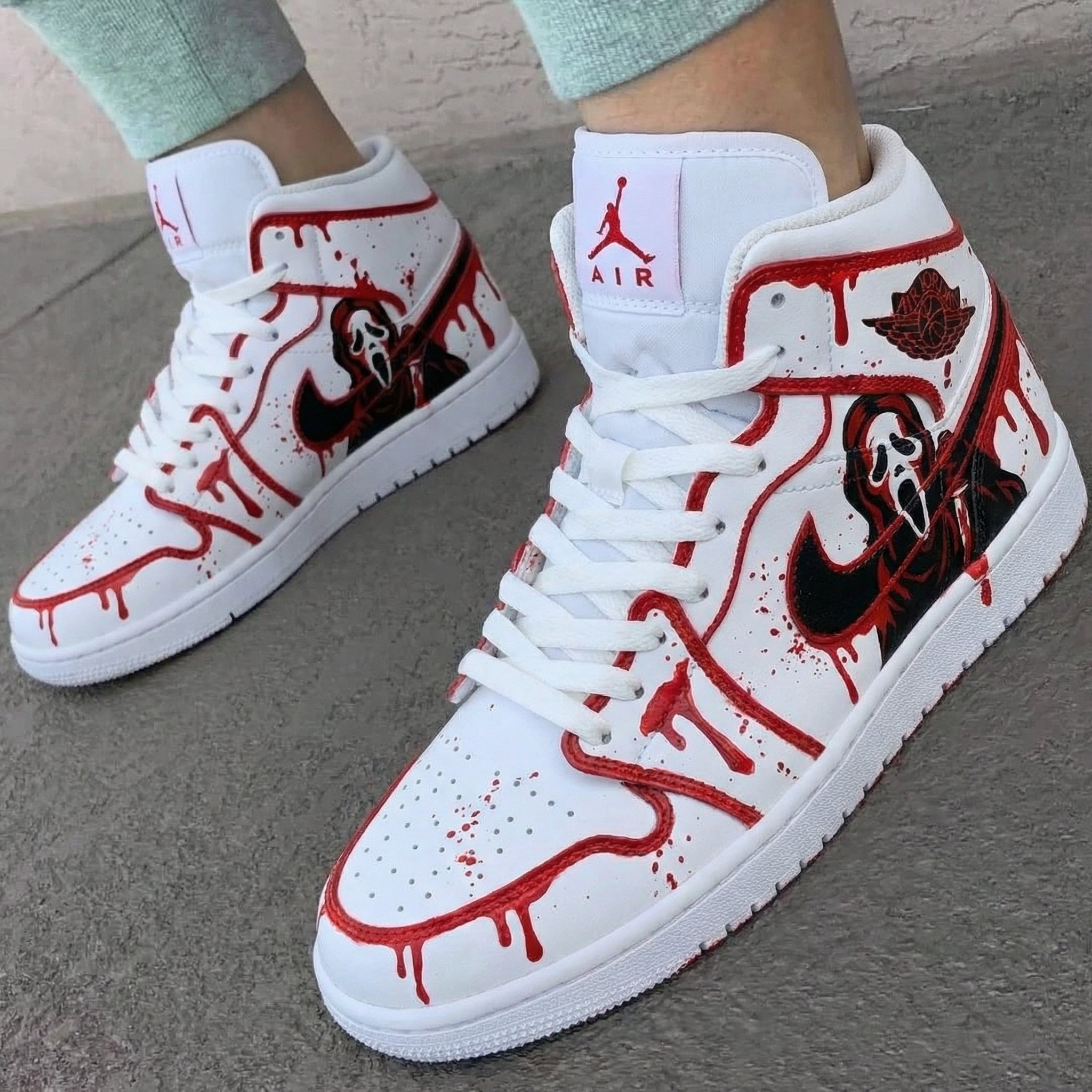 Red Black Ghost - themed Custom Air Jordan 1-shecustomize