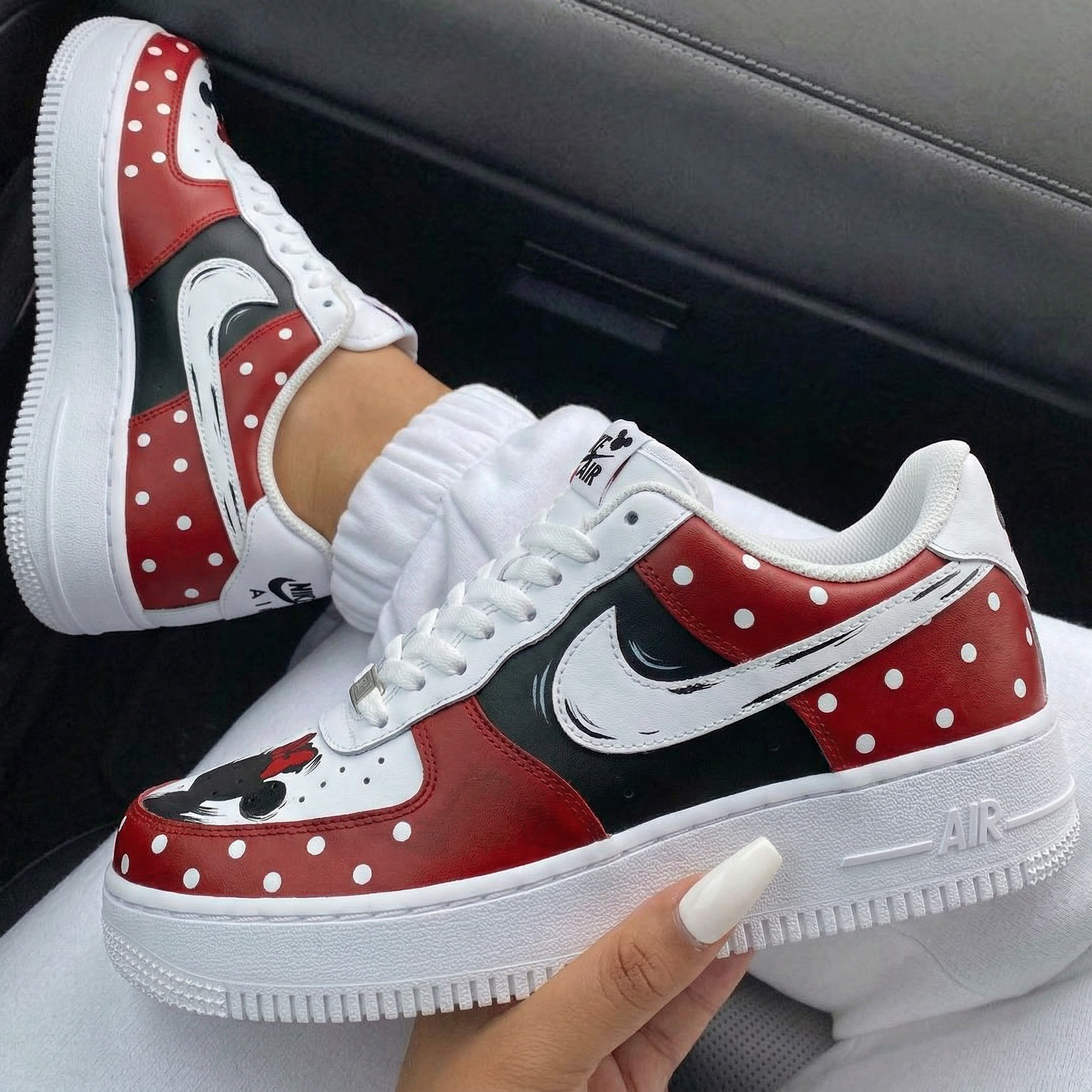 Red Black Minnie Mouse White Polka Dots Custom Air Force 1-shecustomize