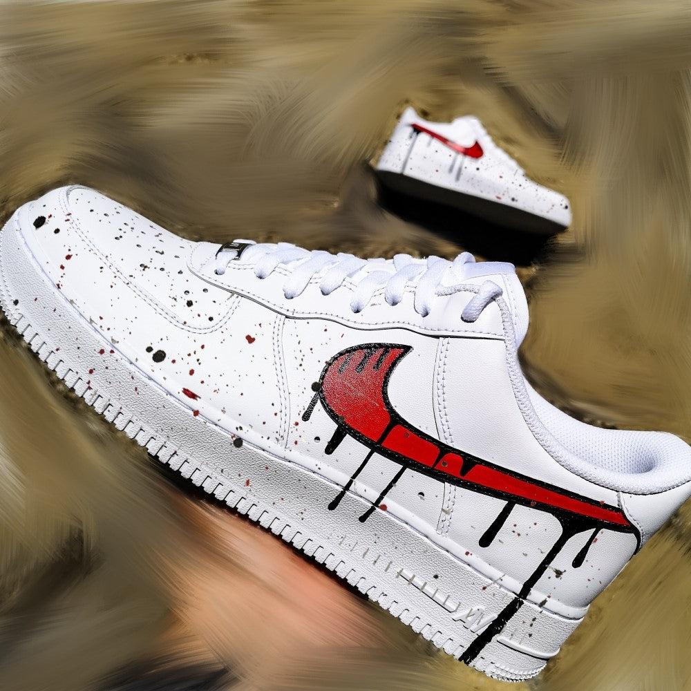 Custom Af1 Drip Red Black Splash Drip Custom Air Force 1 – SHECUSTOMIZE