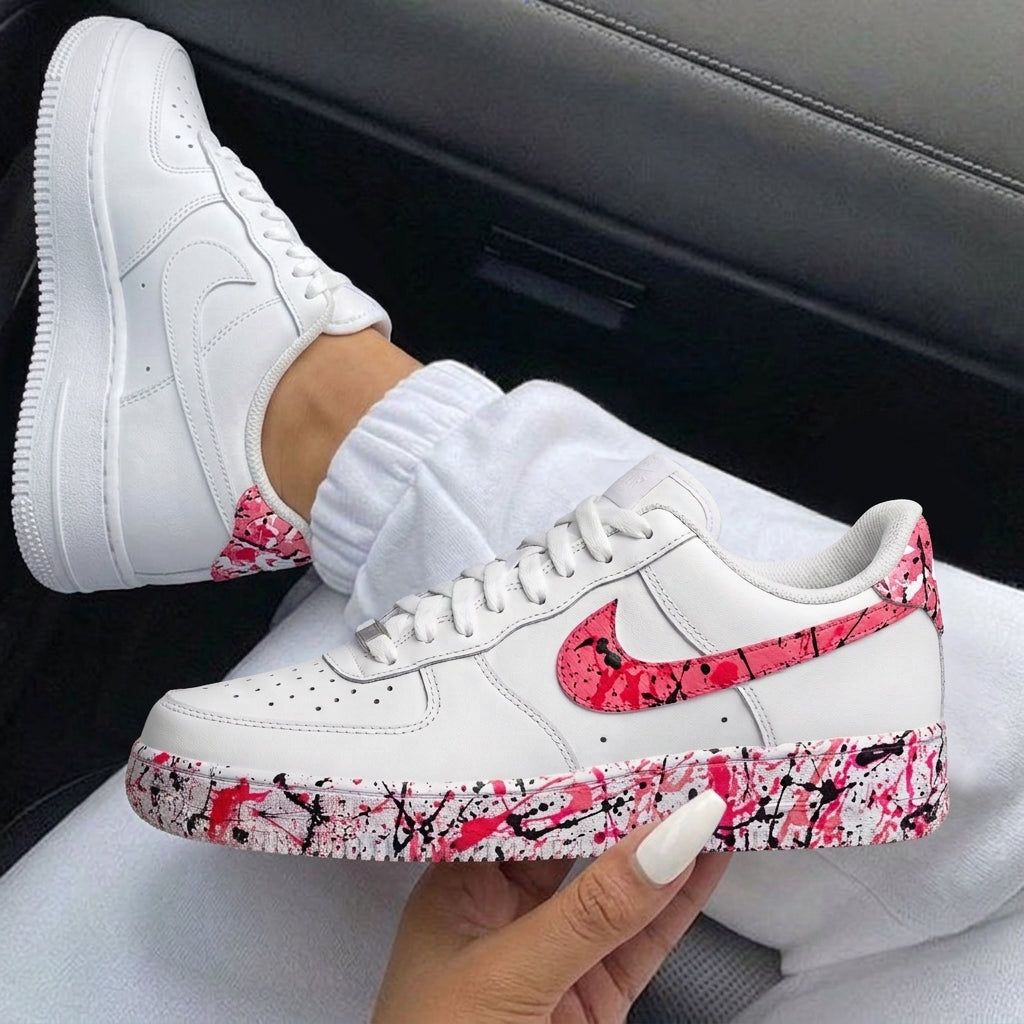 Red Black Splatter Custom Air Force 1-shecustomize
